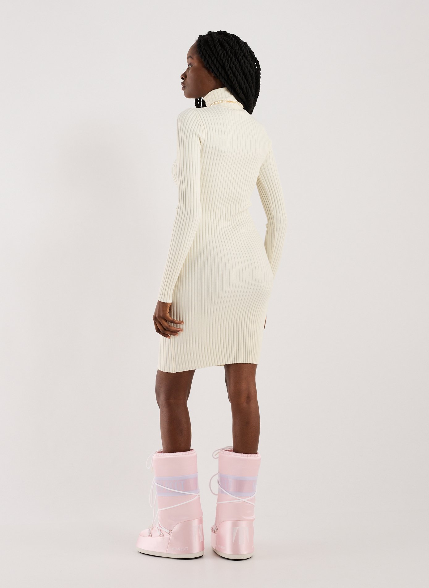 Robe près du corps en laine vierge et coton mélangés WOLFORD Beige