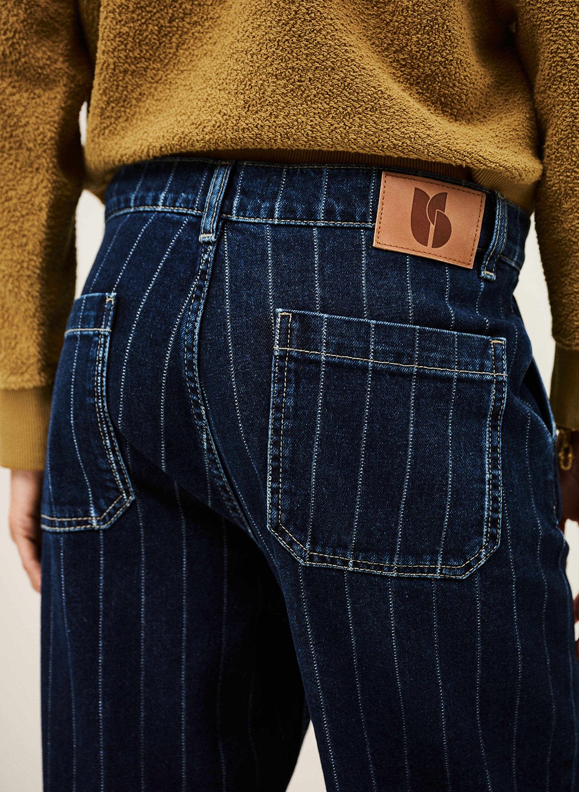 Jean large en coton rayé recchi BA&SH Bleu