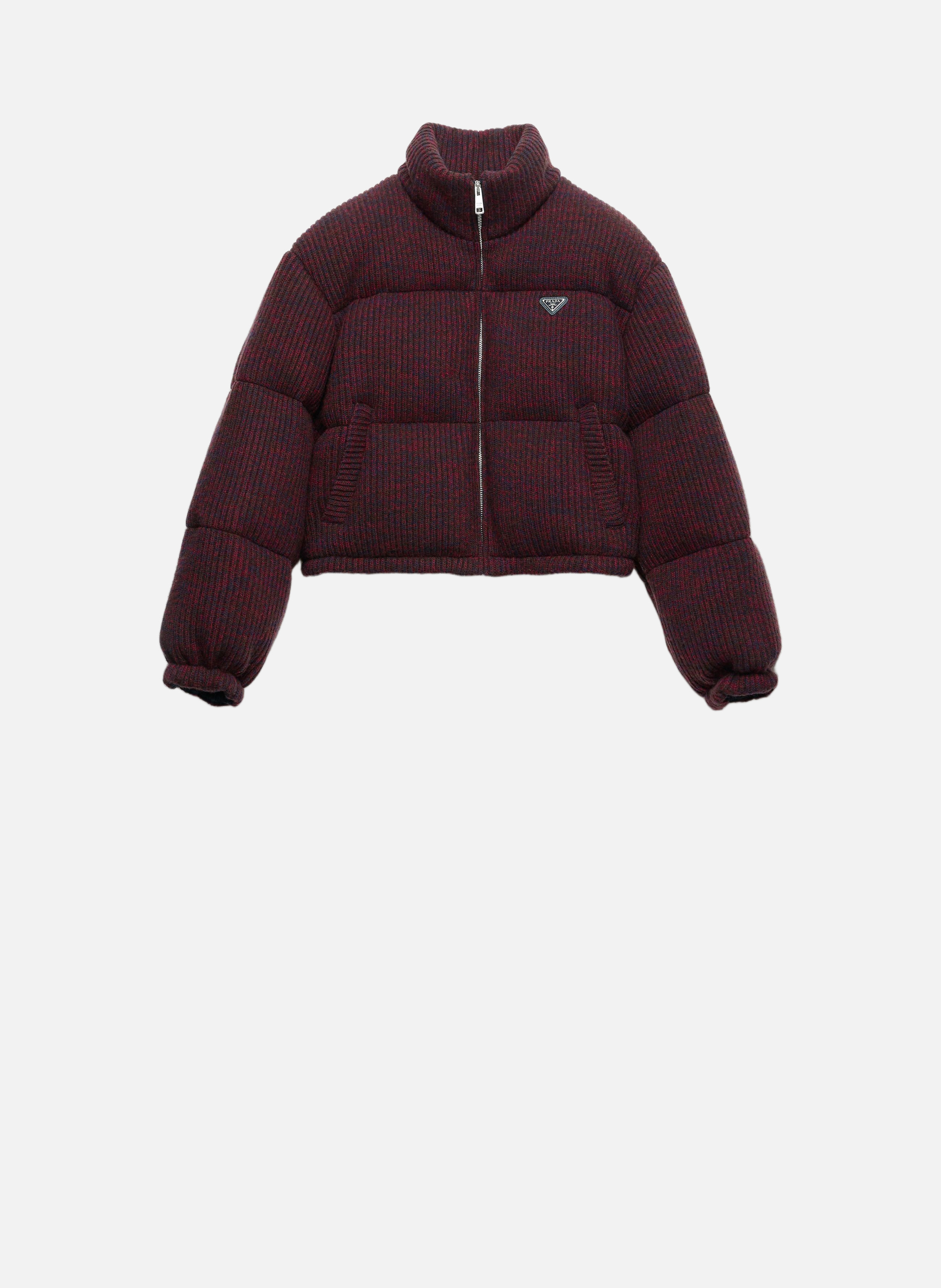 PRADA Doudoune courte en laine et cachemire Marron