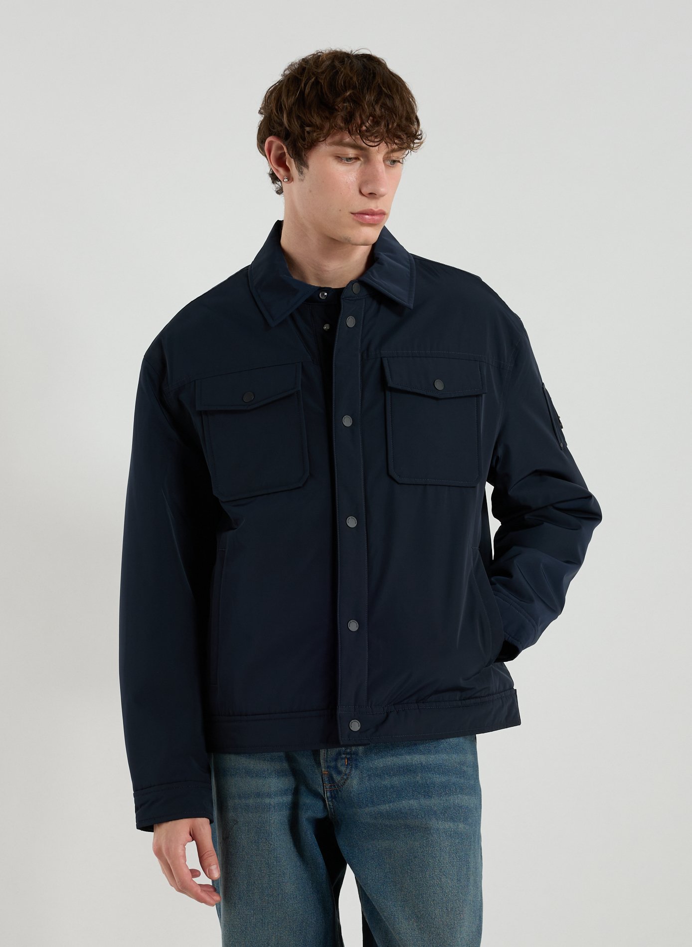 MOOSE KNUCKLES Manteau chemise Jacques Bunny à col classique Bleu