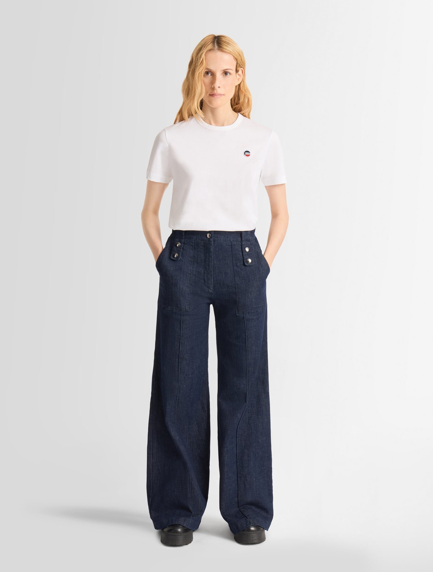 T-shirt manches courtes talixe col rond coupe regular FUSALP Blanc