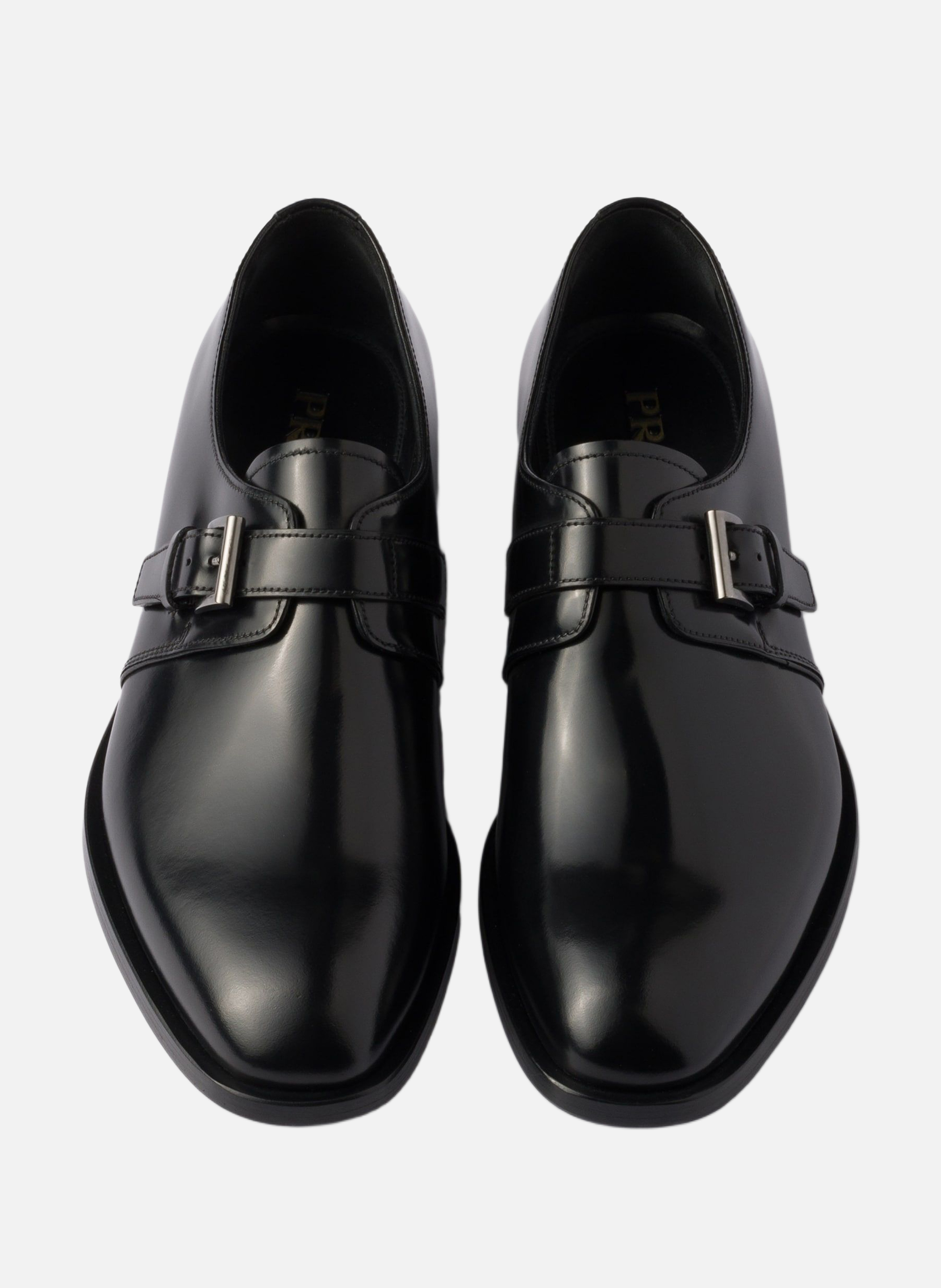 Derbies en cuir brossé avec boucle PRADA Noir