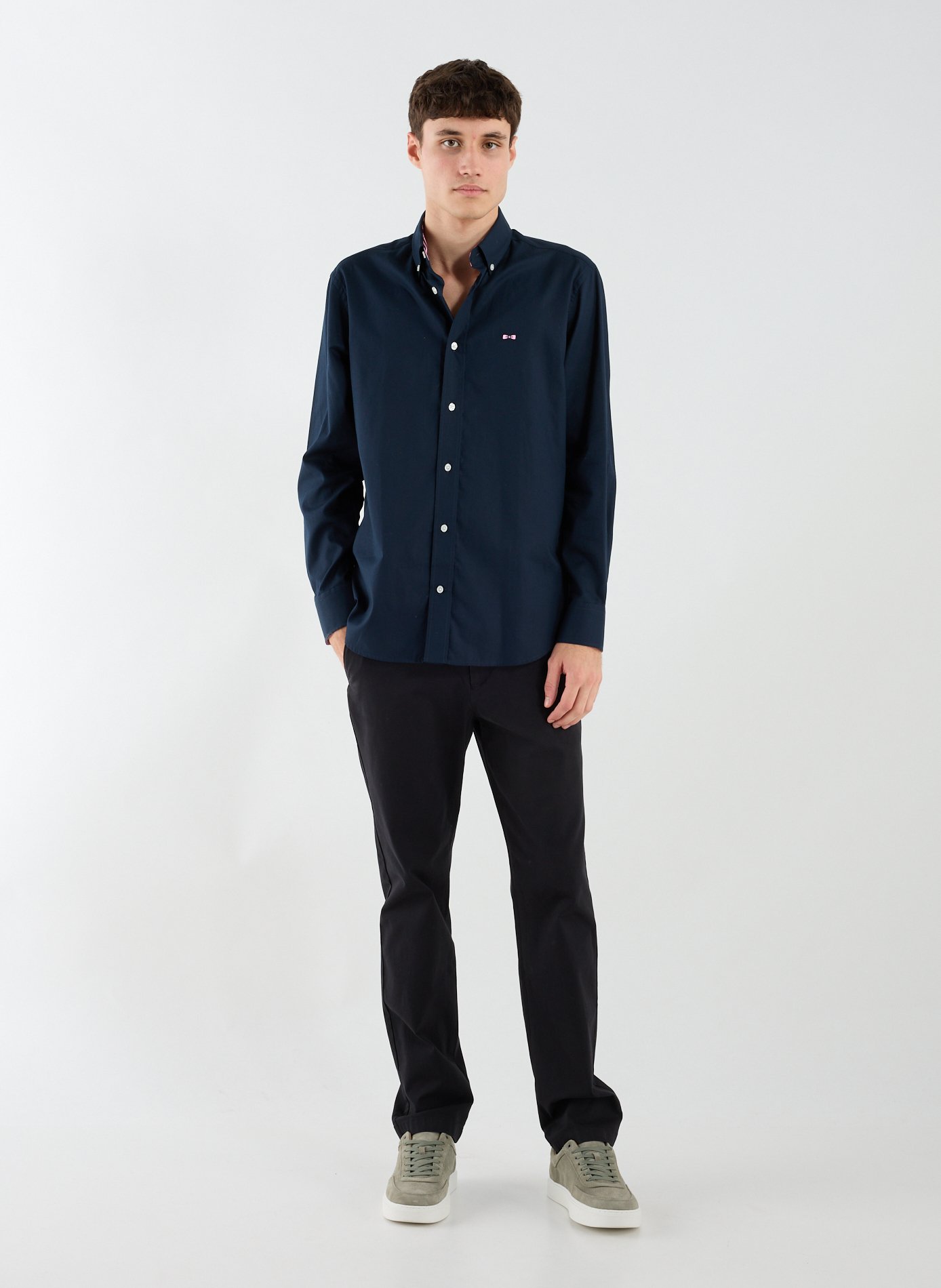 Straight shirt in embroidered pinpoint cotton EDEN PARK Blue