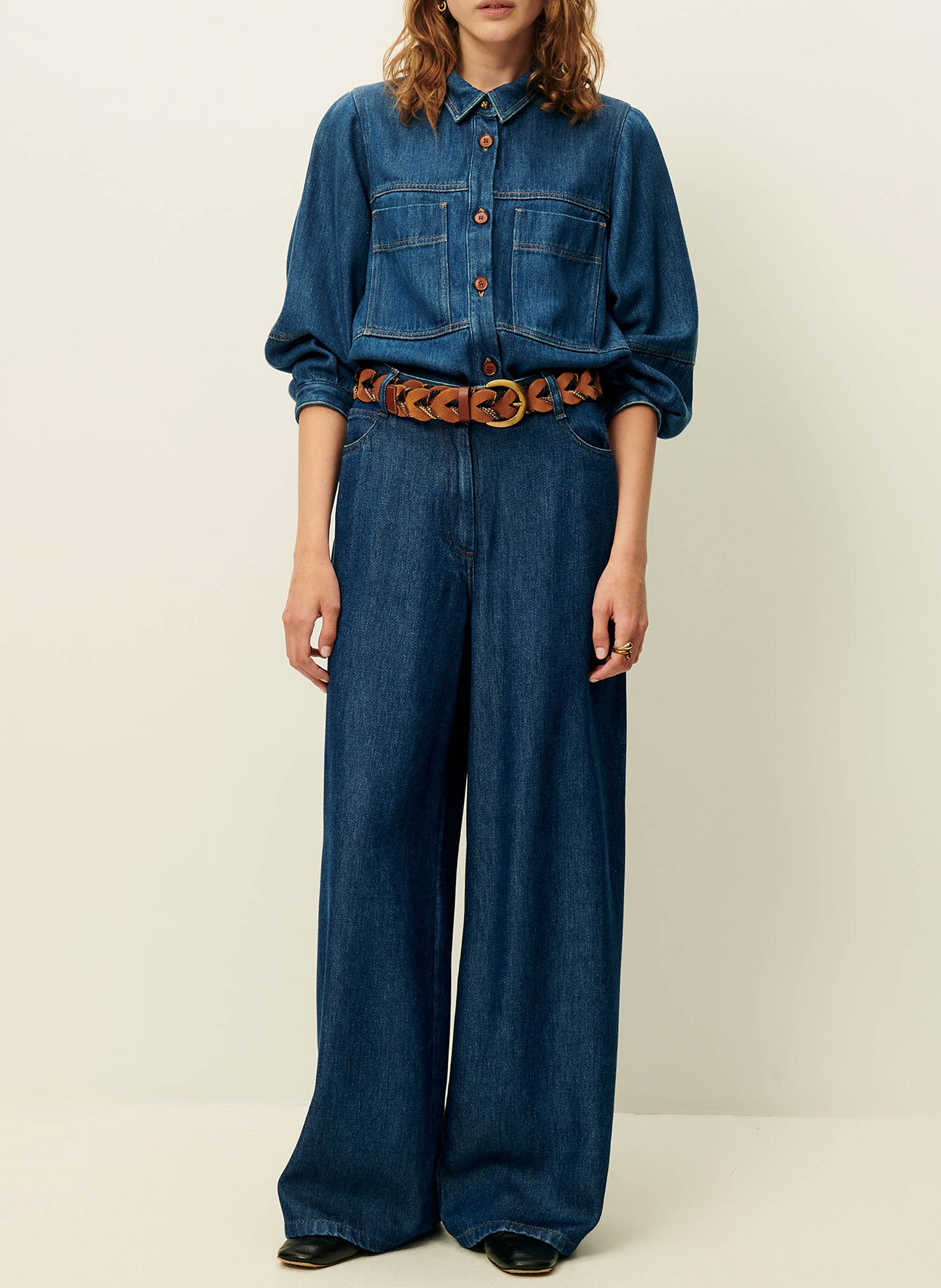 Veste col classique en jean leone SESSUN Bleu