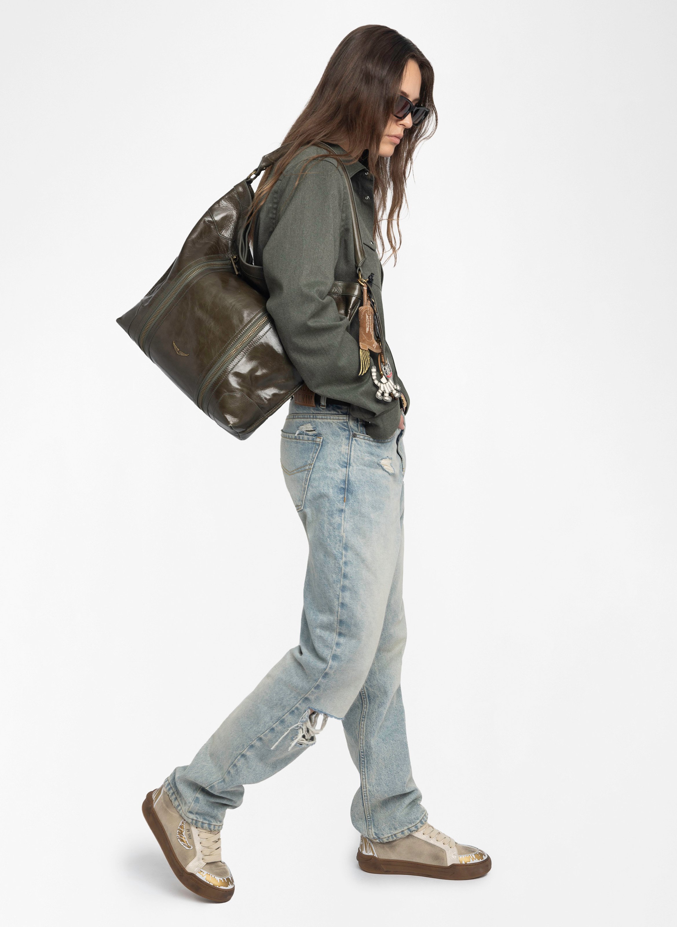 Sac zippé en cuir vernis sunny ZADIG&VOLTAIRE Vert