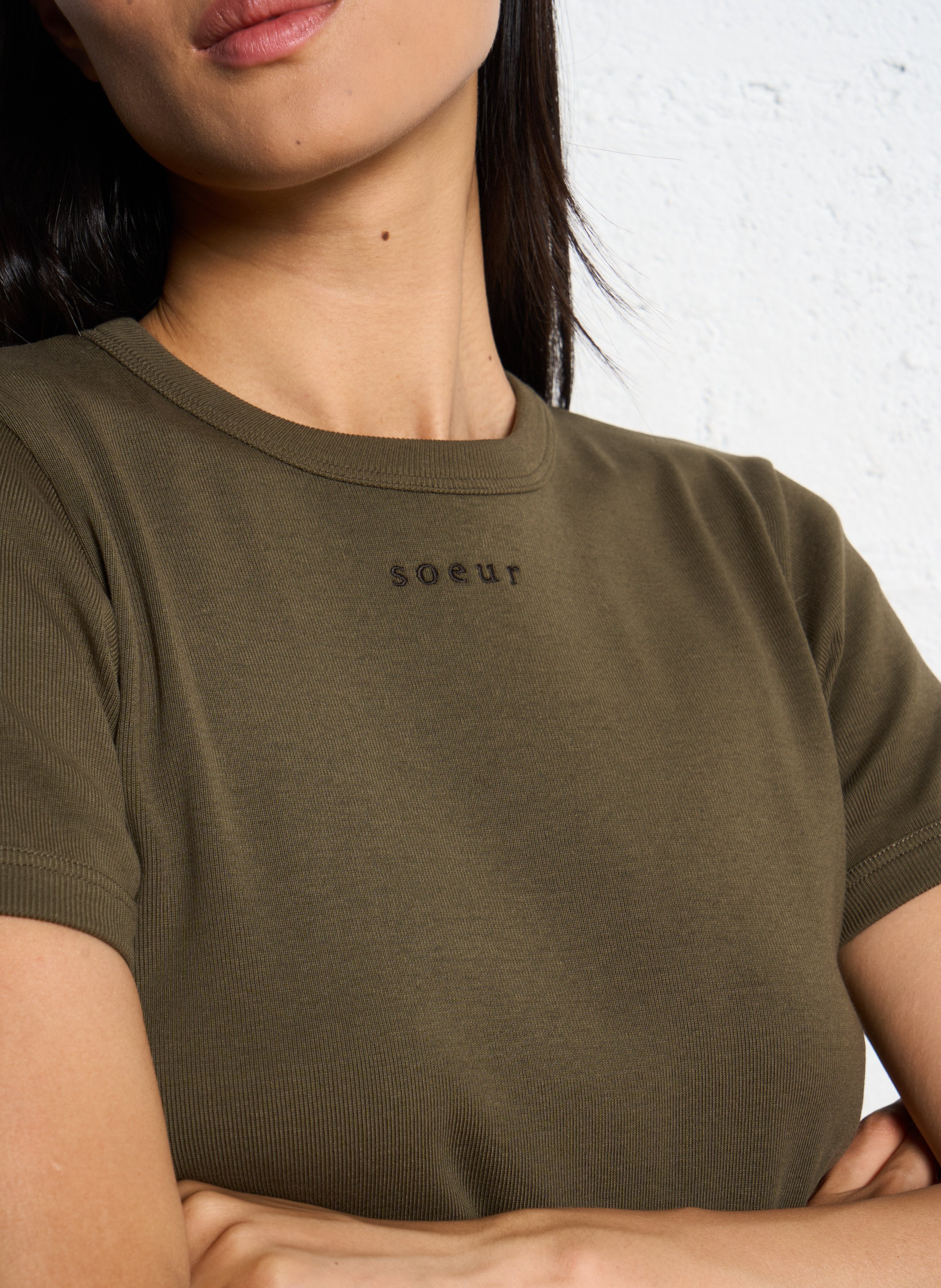 Tee-shirt ajusté en coton aristide SOEUR Kaki