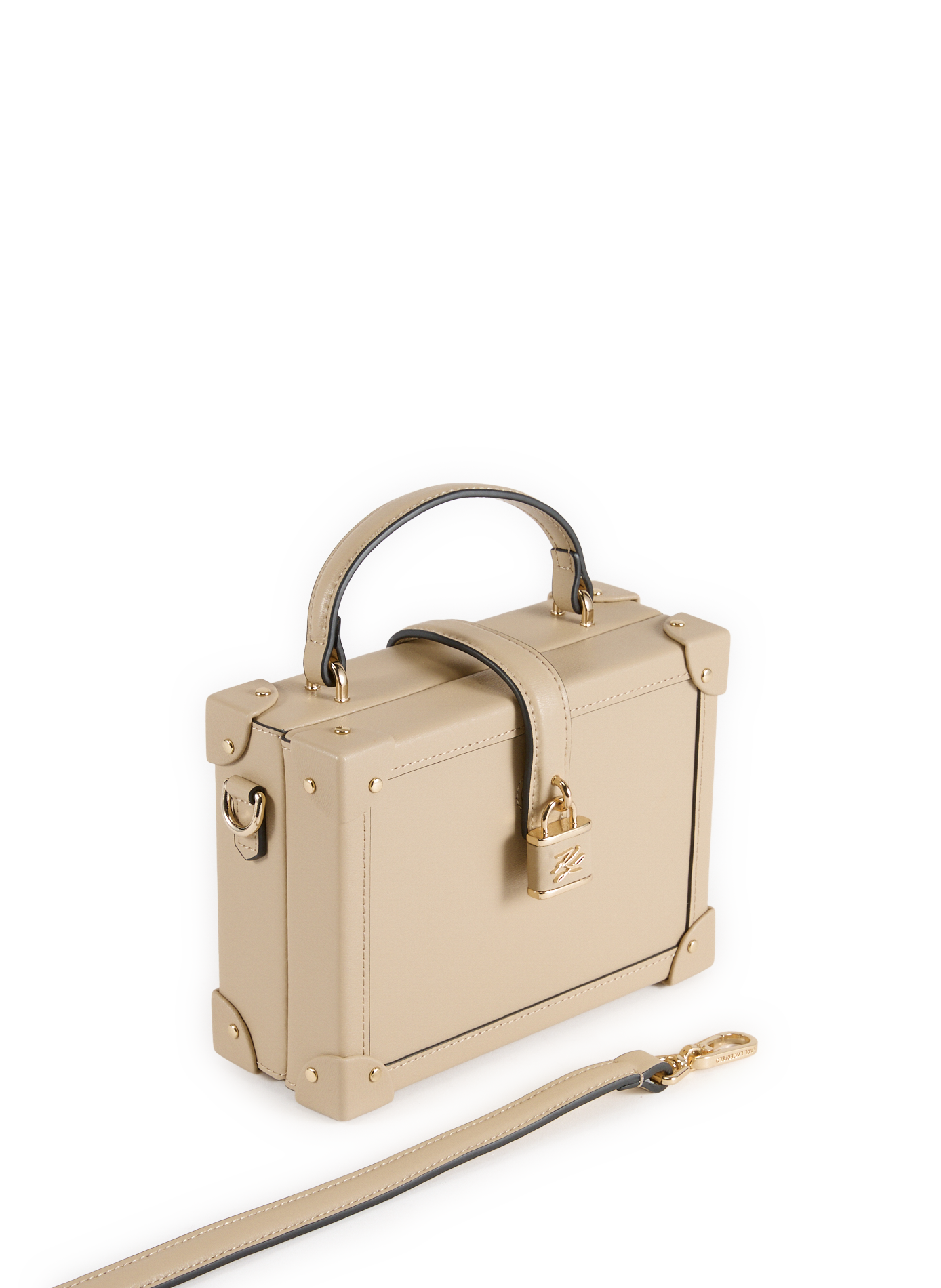 Leather trunk-shaped handbag KARL LAGERFELD Beige