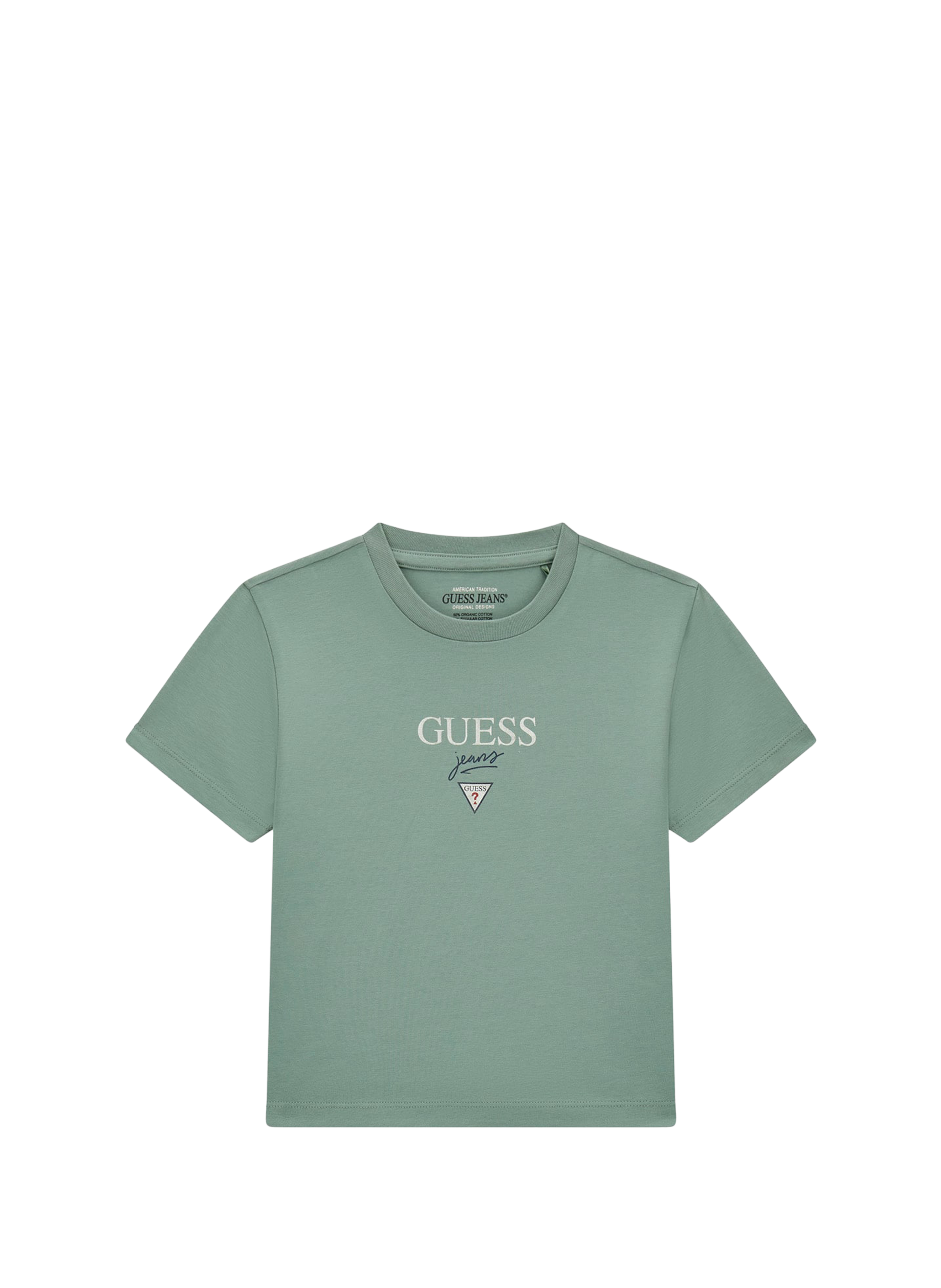 T-shirt manches courtes en coton avec logo GUESS Vert