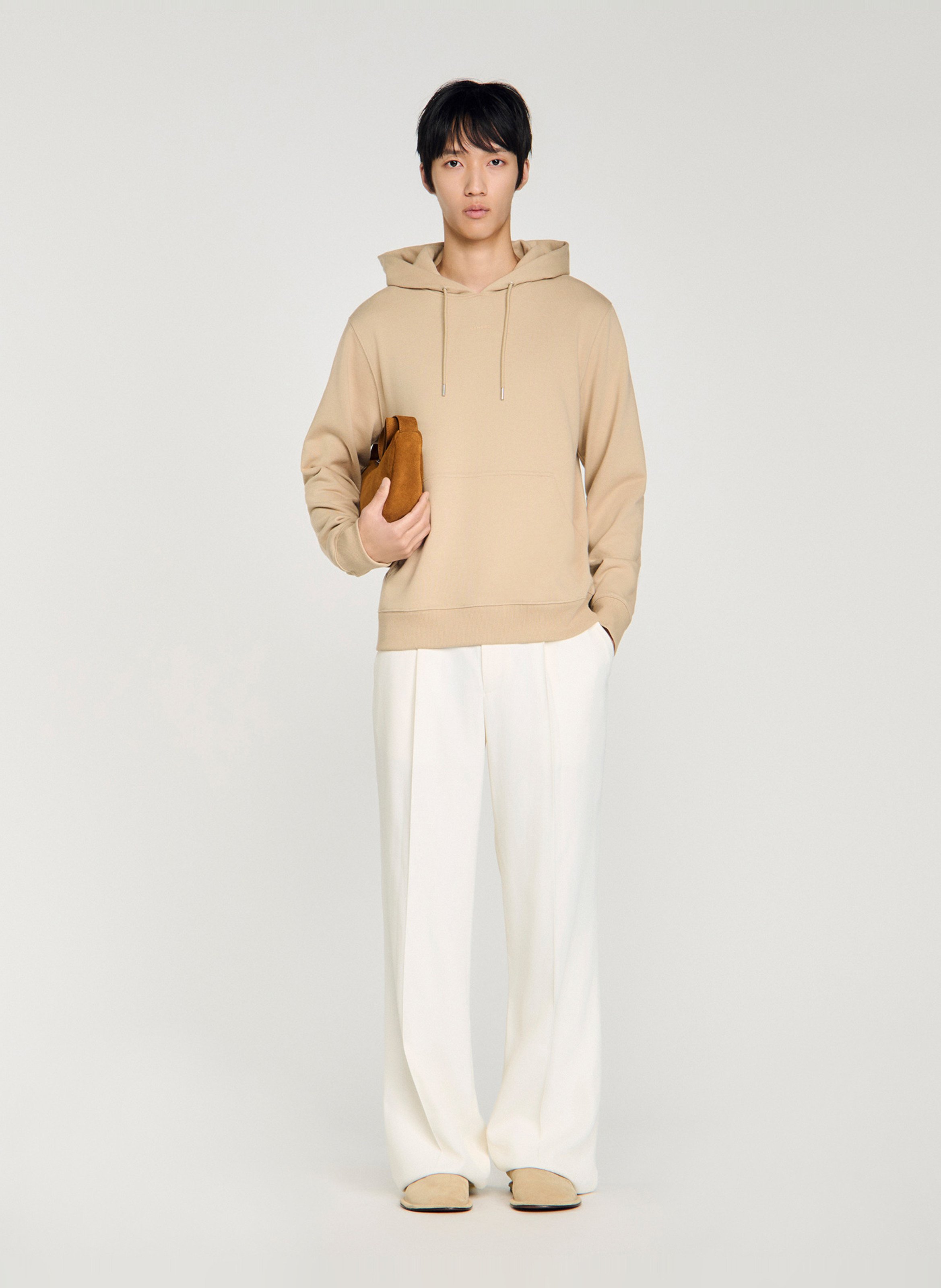 Sweat à capuche en coton SANDRO Beige