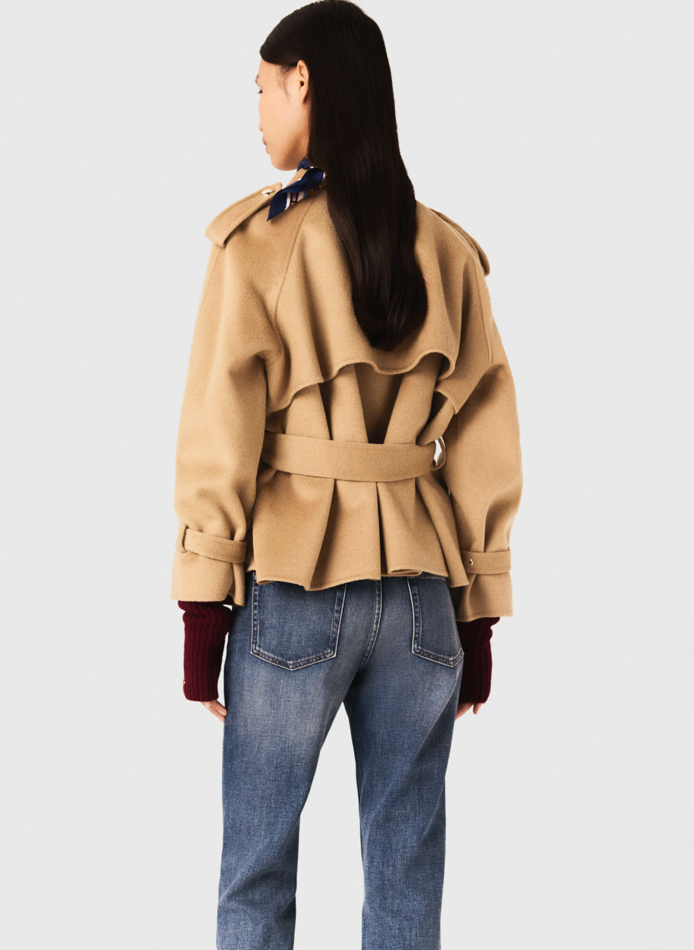 Trench col classique en laine mélangée MAJE Beige