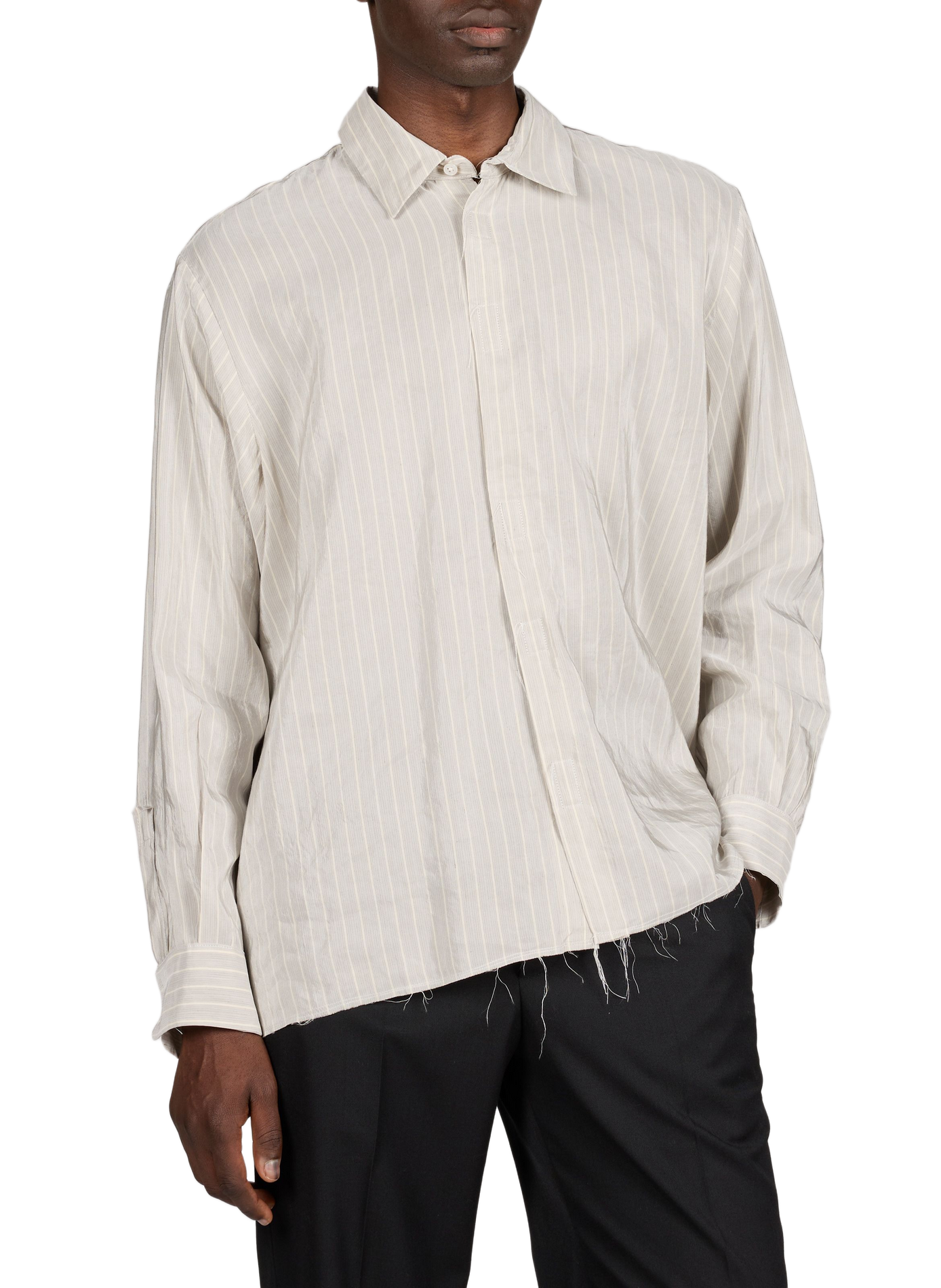 Oversized striped linen blend shirt CAMIEL FORTGENS Grey