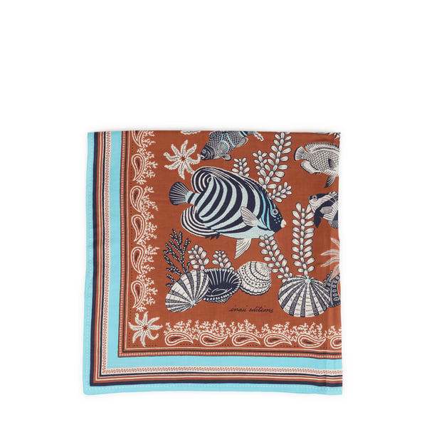 Foulard carré Neptune en coton et soie Foulard carré Neptune en coton et soie