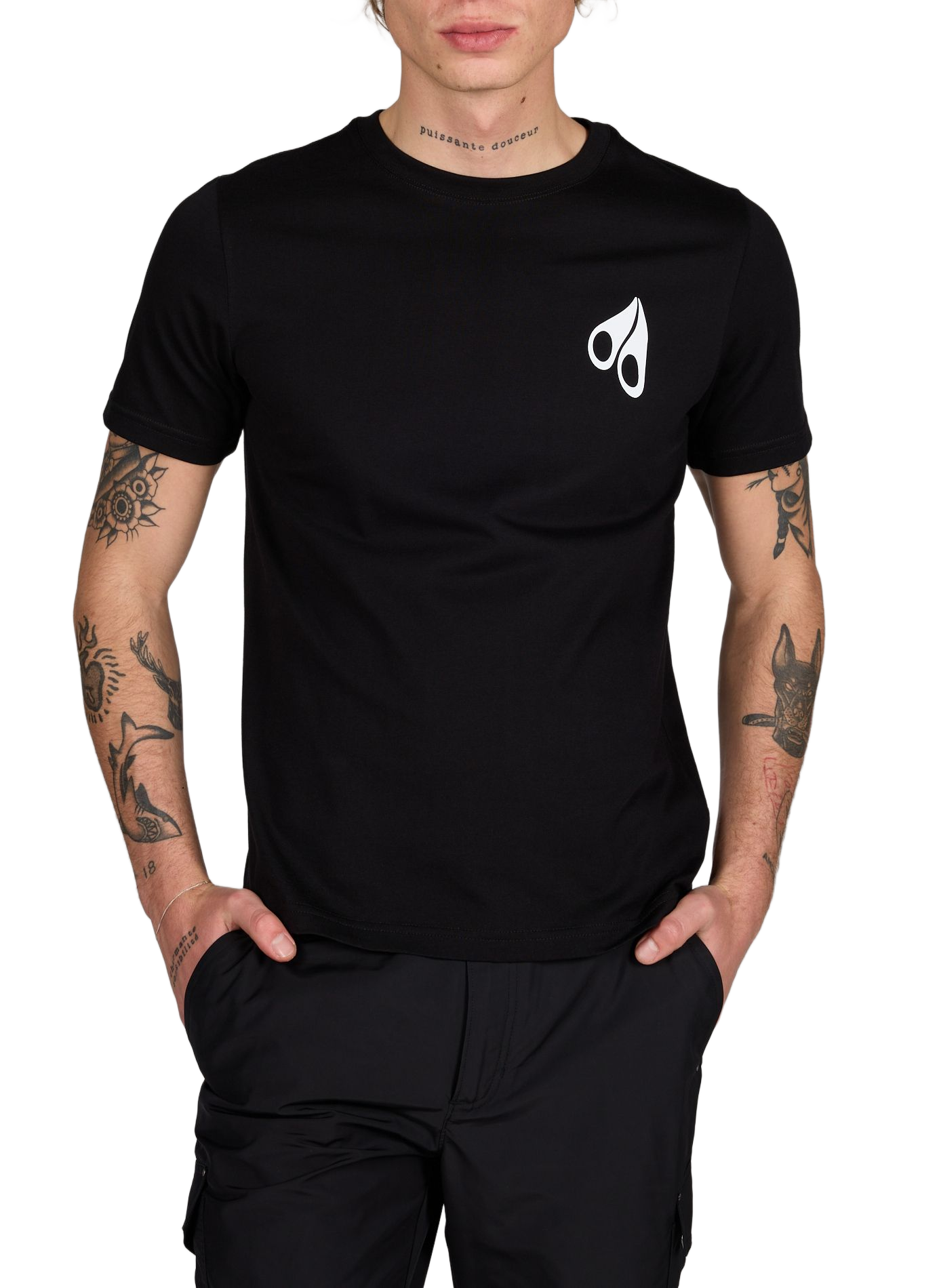 Printed cotton T-shirt MOOSE KNUCKLES Black