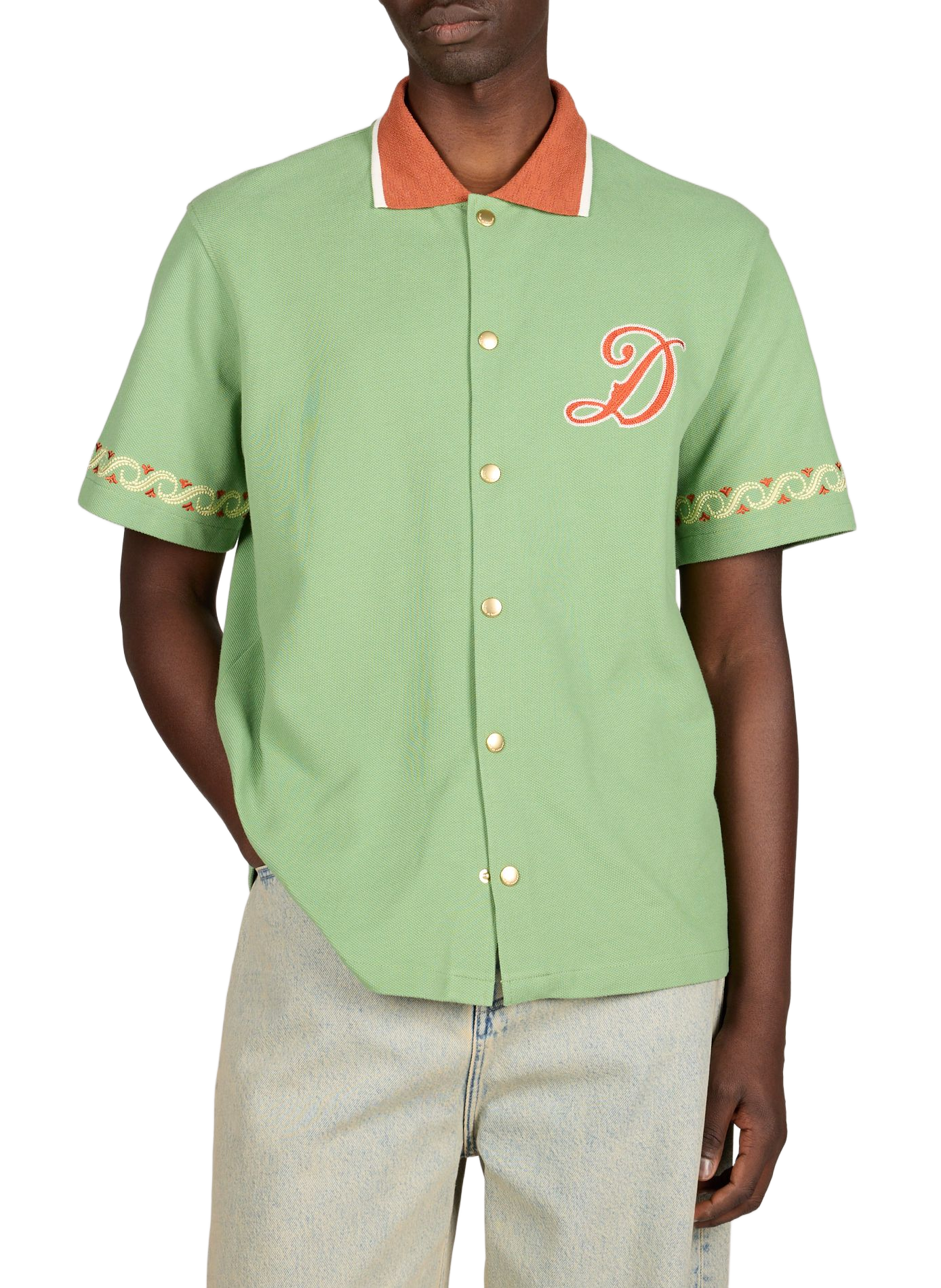 Chemise brodée à manches courtes en coton DROLE DE MONSIEUR Vert