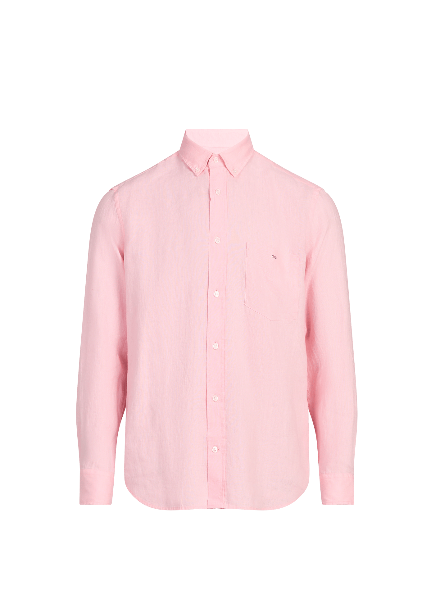Straight Linen Shirt with Logo  Rose