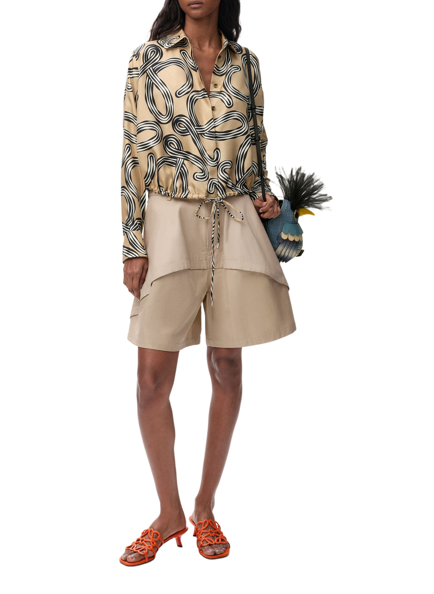 Asymmetrical cotton Shorts LOEWE Beige