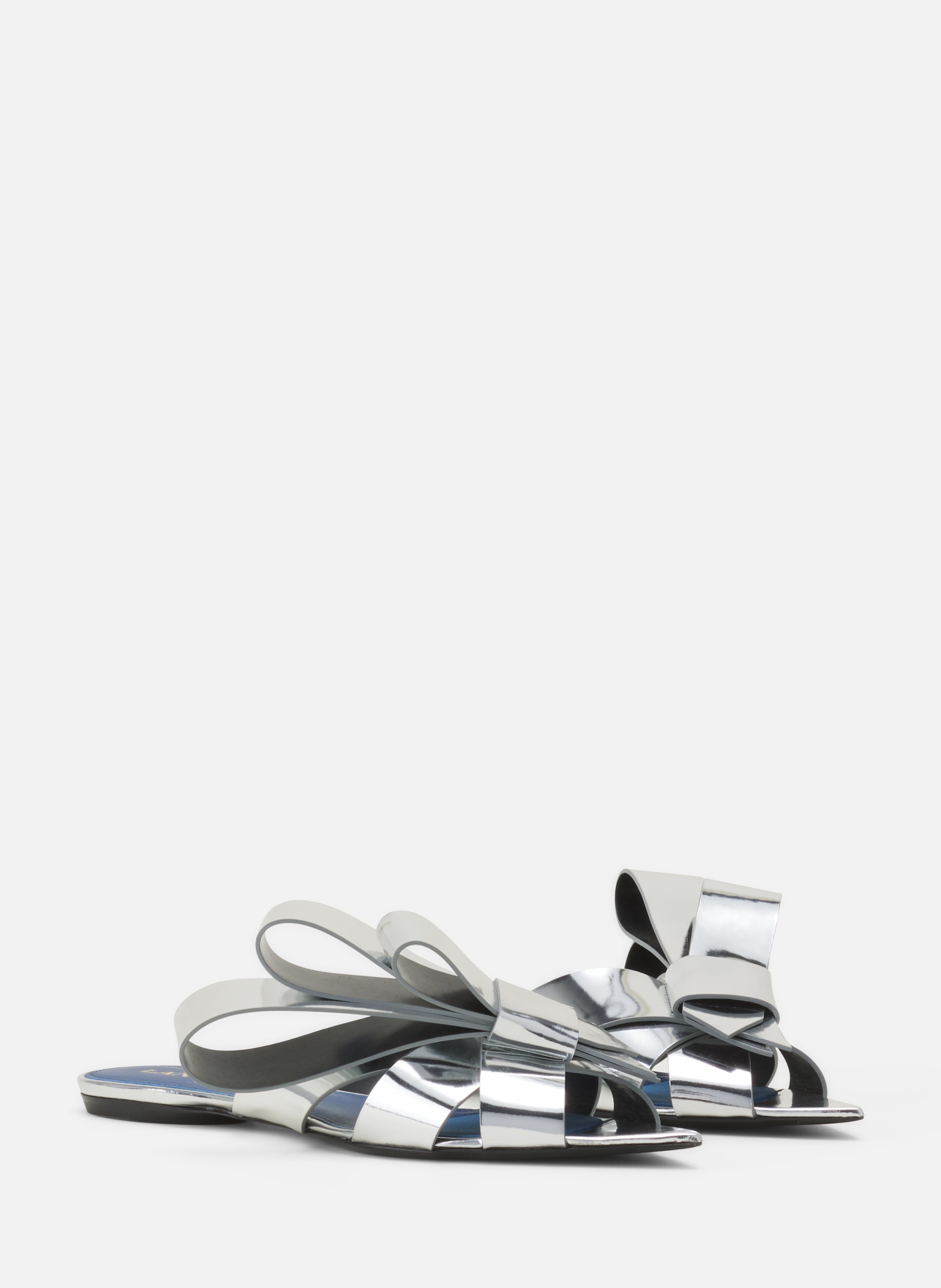Mule plates cadeau en cuir metallic LANVIN Argent