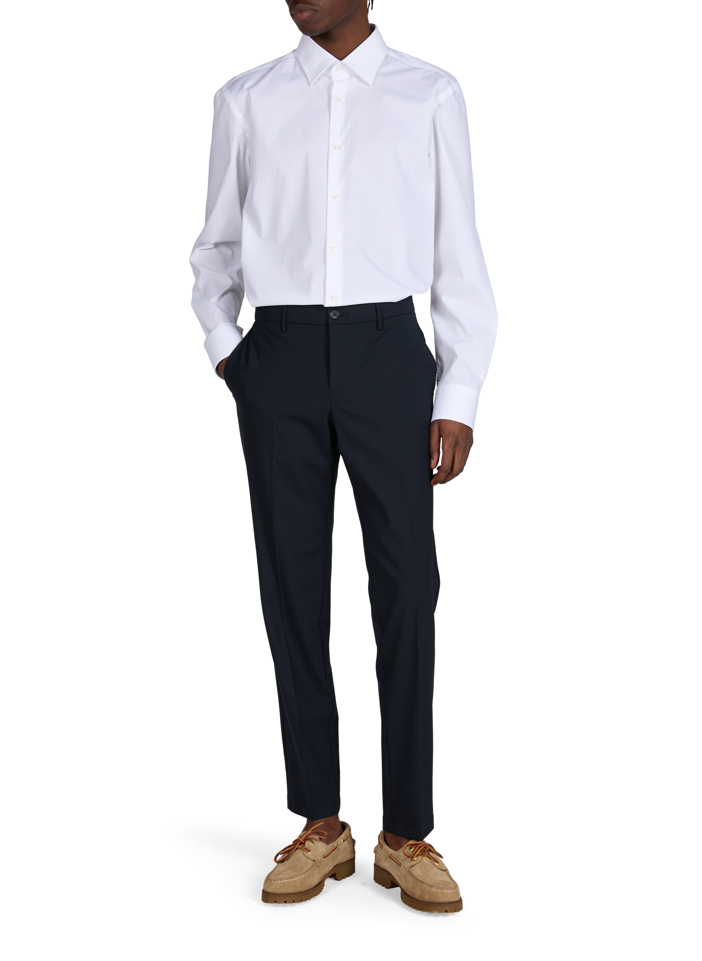 Chemise unie en coton mélangé  BOSS Blanc