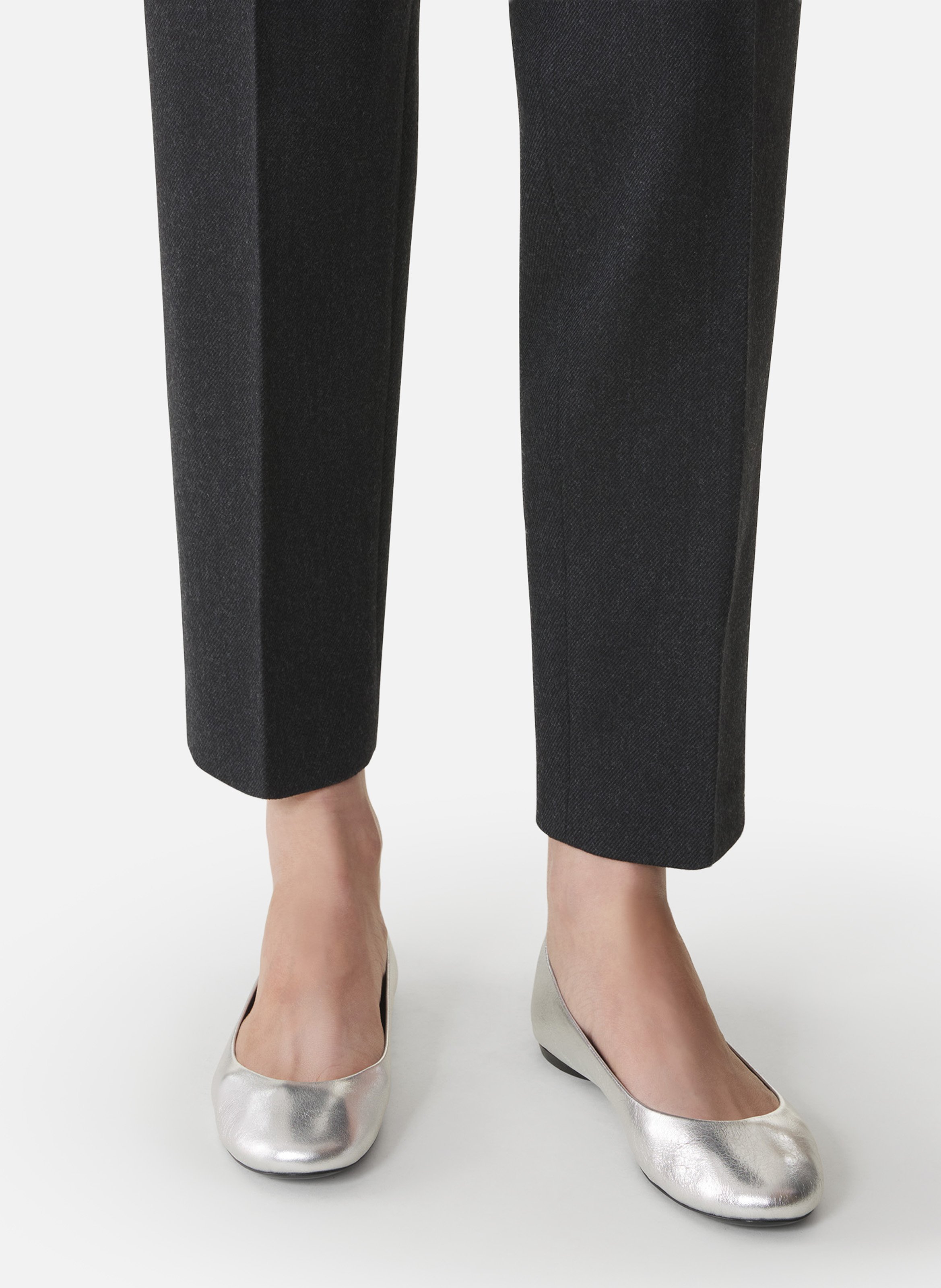 La ballerine en cuir métallisé LANVIN Argent