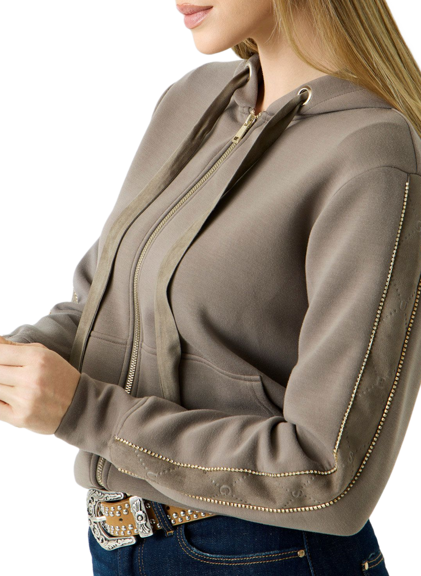 Zip-up hoodie with long sleeves GUESS Brown
