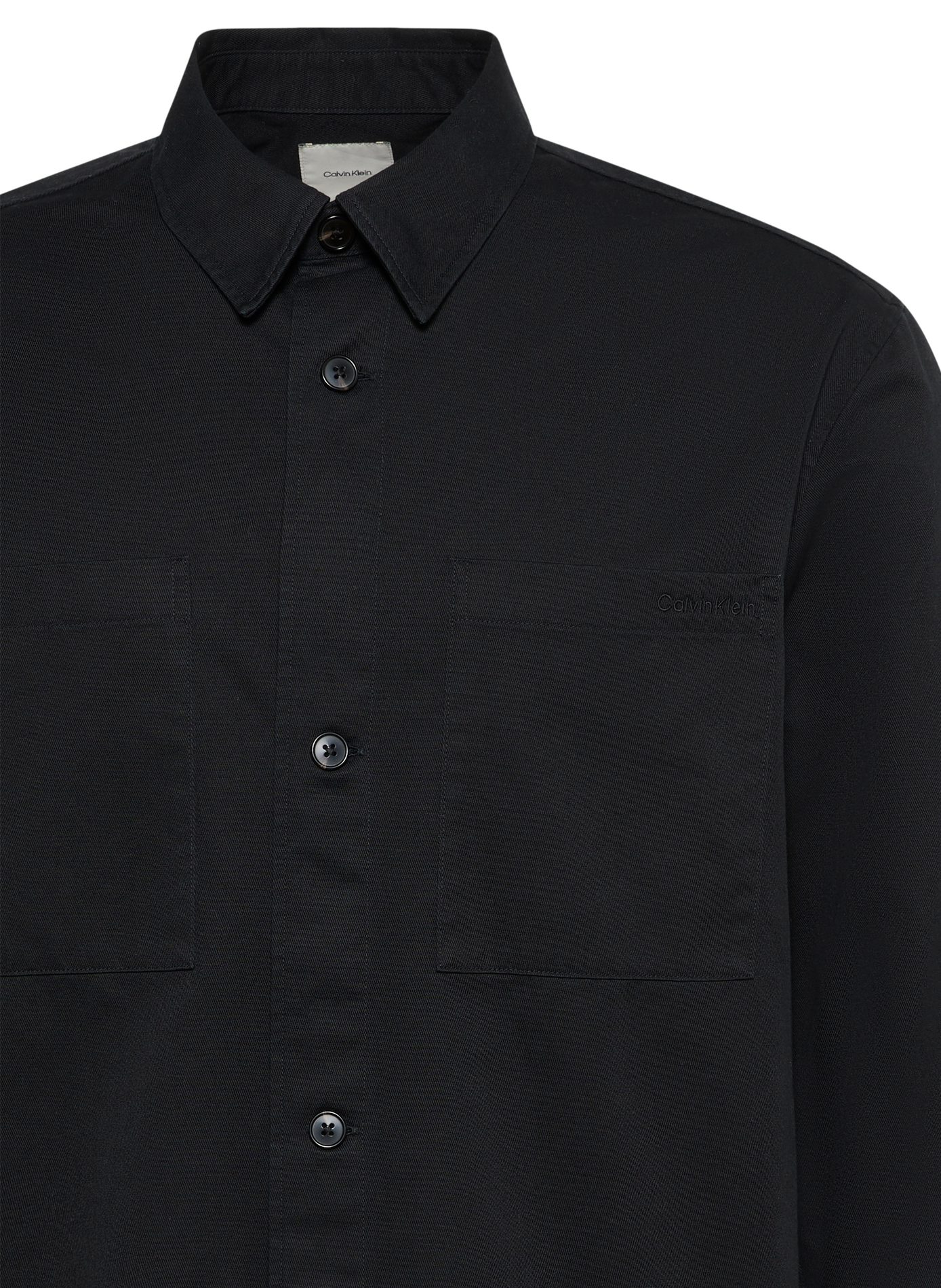 Chemise droite en coton et lin CALVIN KLEIN Noir