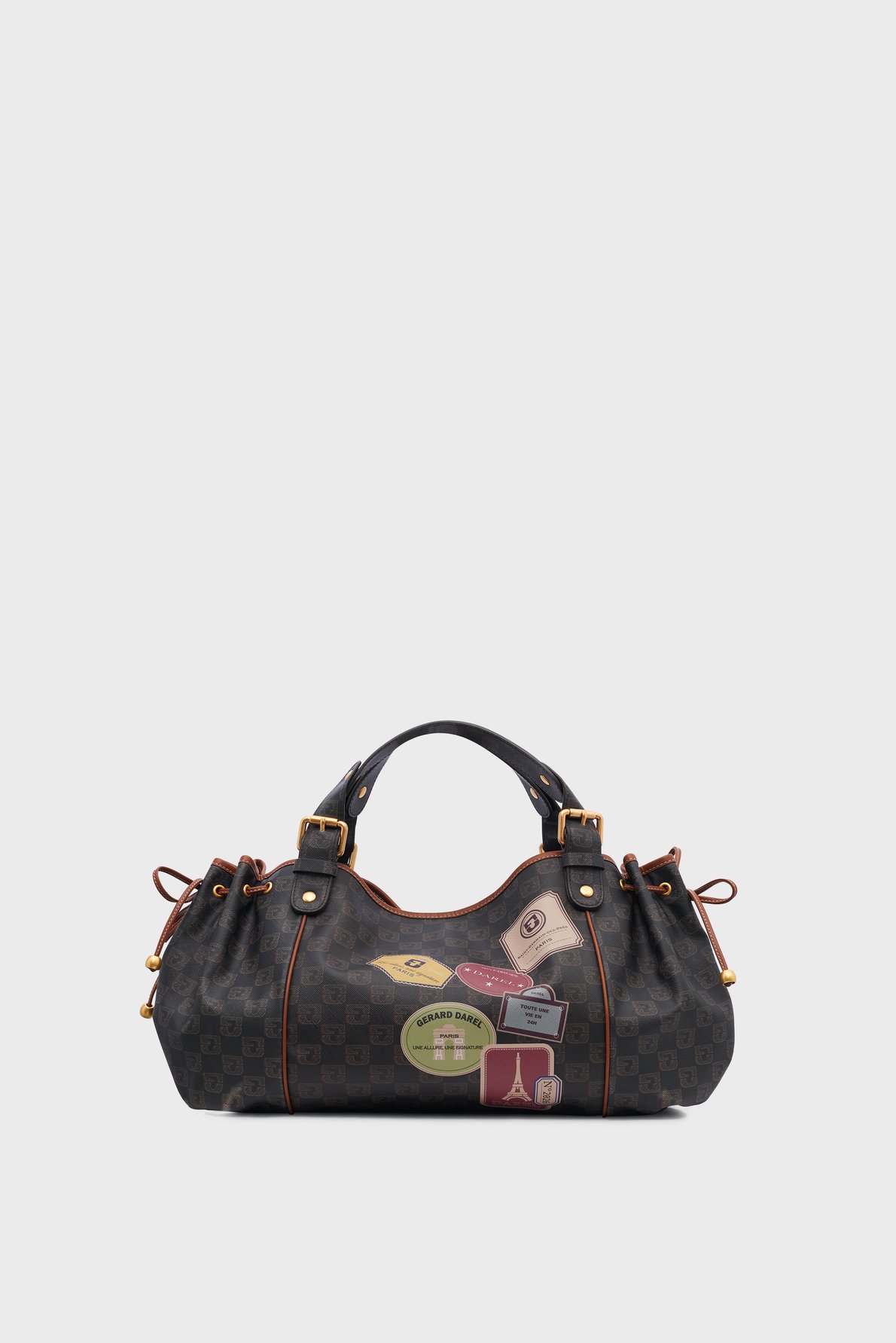 Sac à main en toile enduiteet cuir signé de patchs imprimés - 24h GERARD DAREL Multicolore