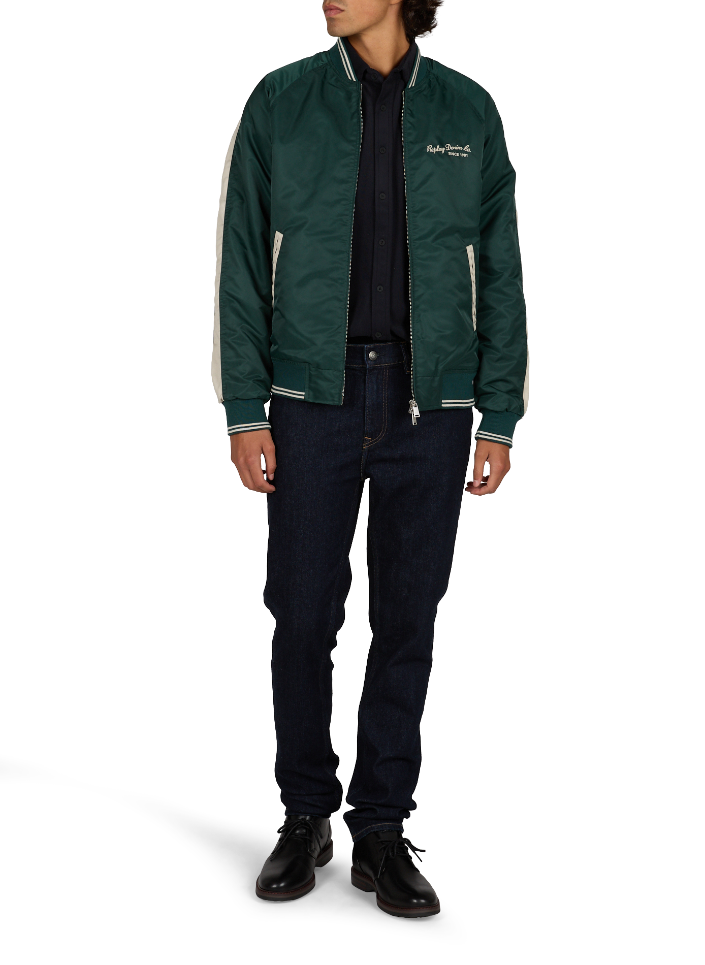 Gerader Bomber mit gesticktem Logo REPLAY Grun