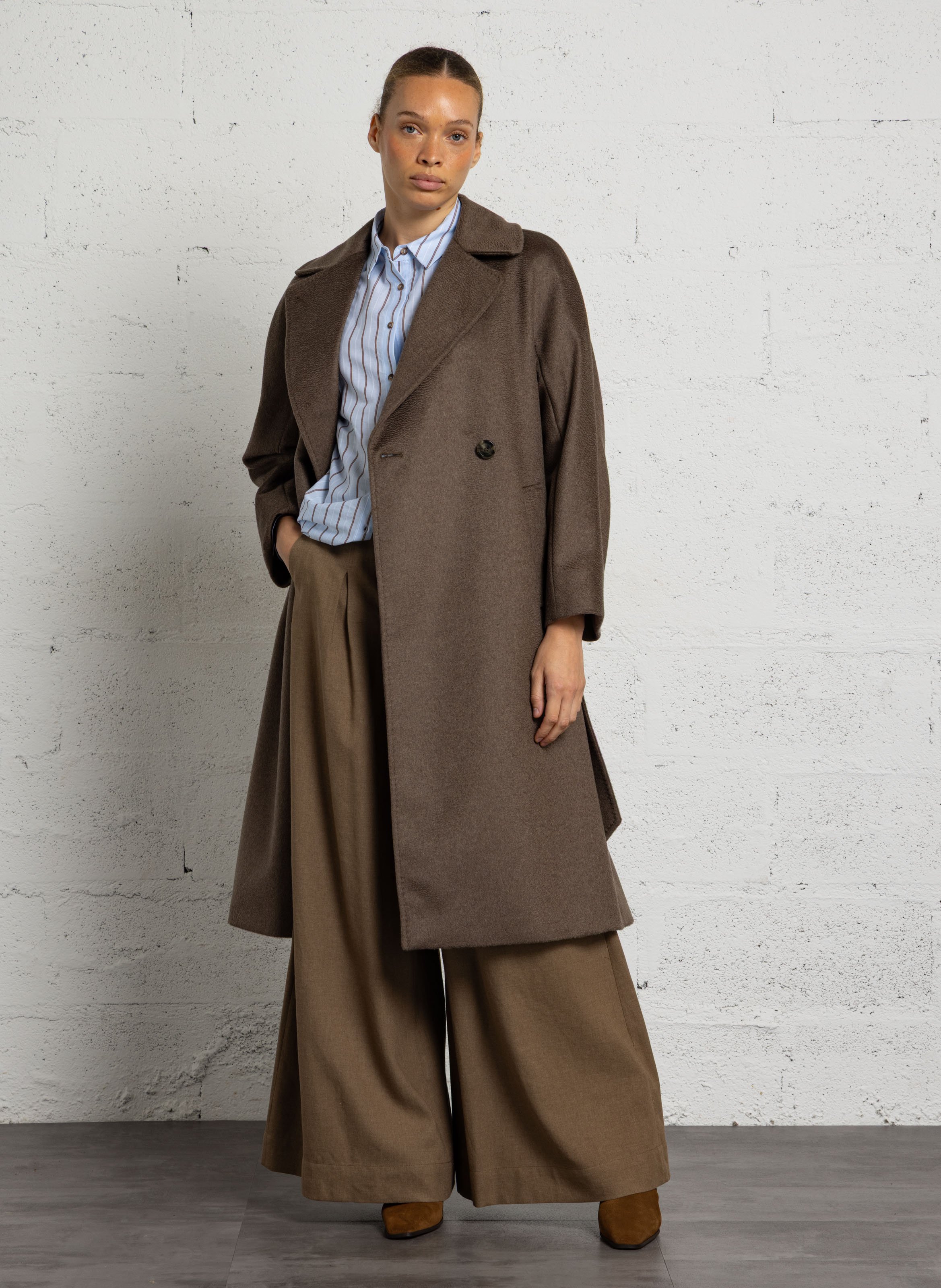 Pantalon droit large à ceinture lucia MAISON 123 Beige