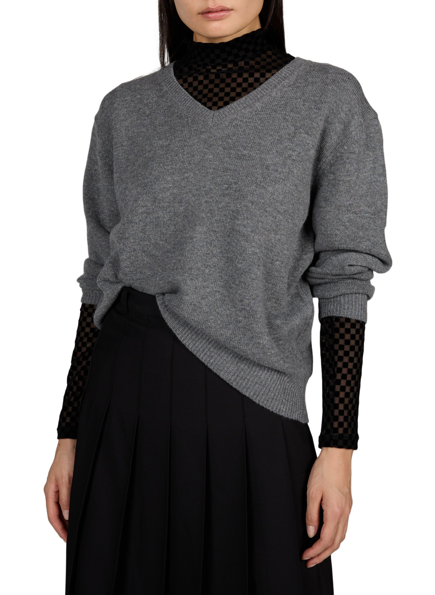 V-neck wool and cashmere oversized sweater DUNST Grey