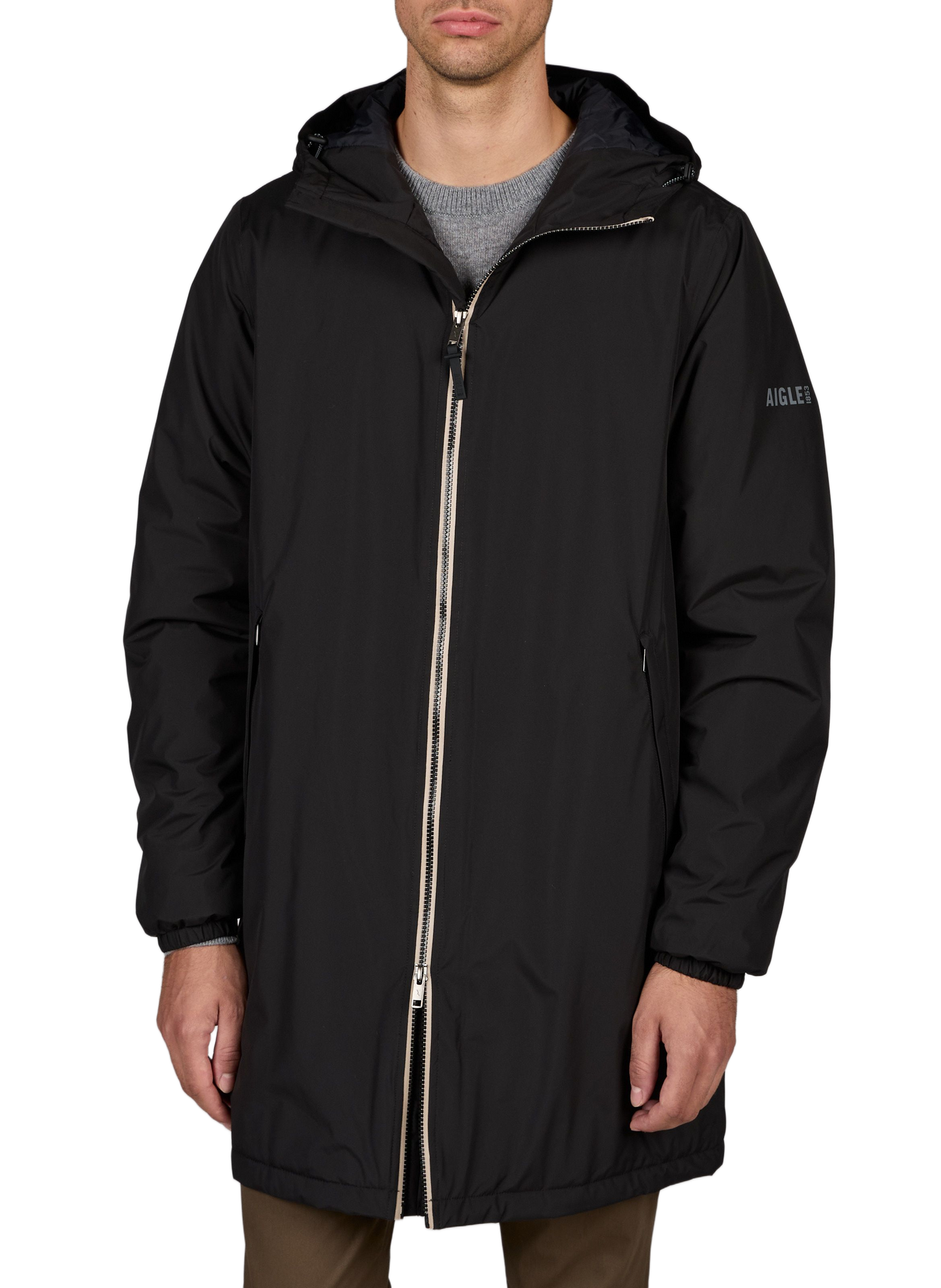 Mid-length parka with oversized hood AIGLE Black