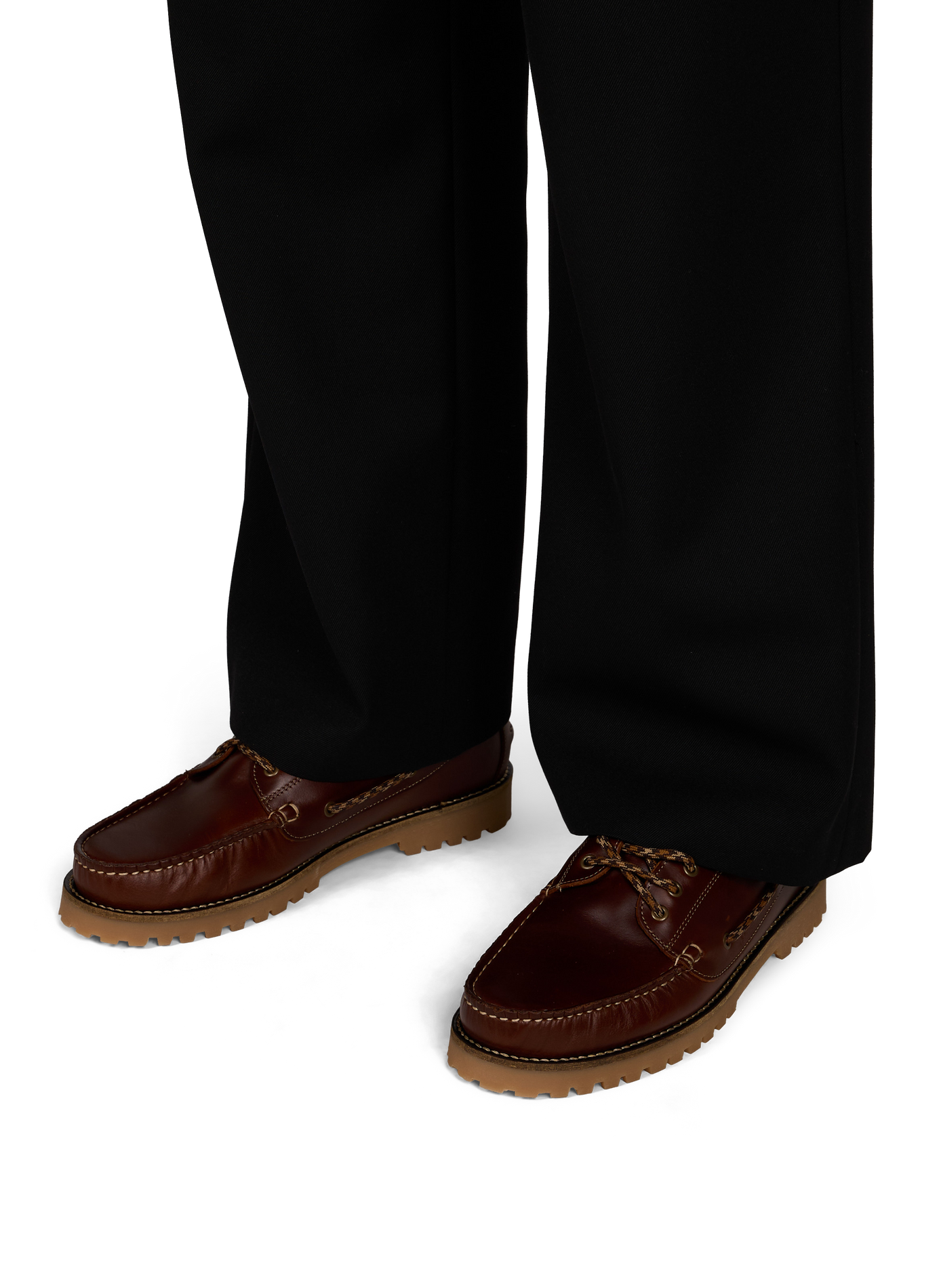 Larch leather lace-up boat shoes FAGUO Brown