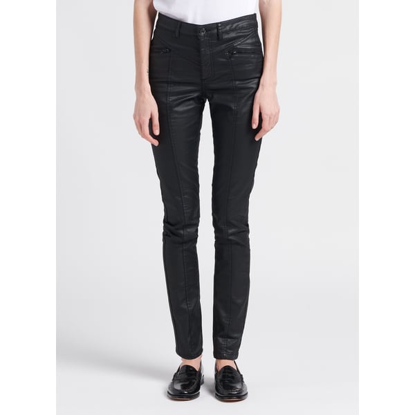 Pantalon slim taille haute en coton mélangé
