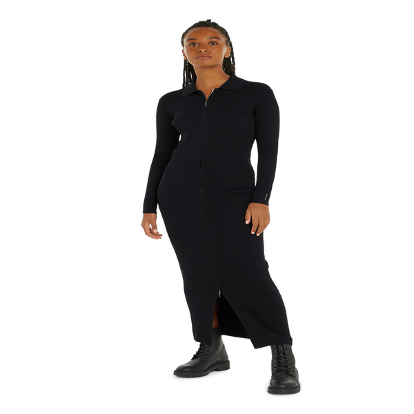 Calvin Klein Zip-up Maxi Dress In Black