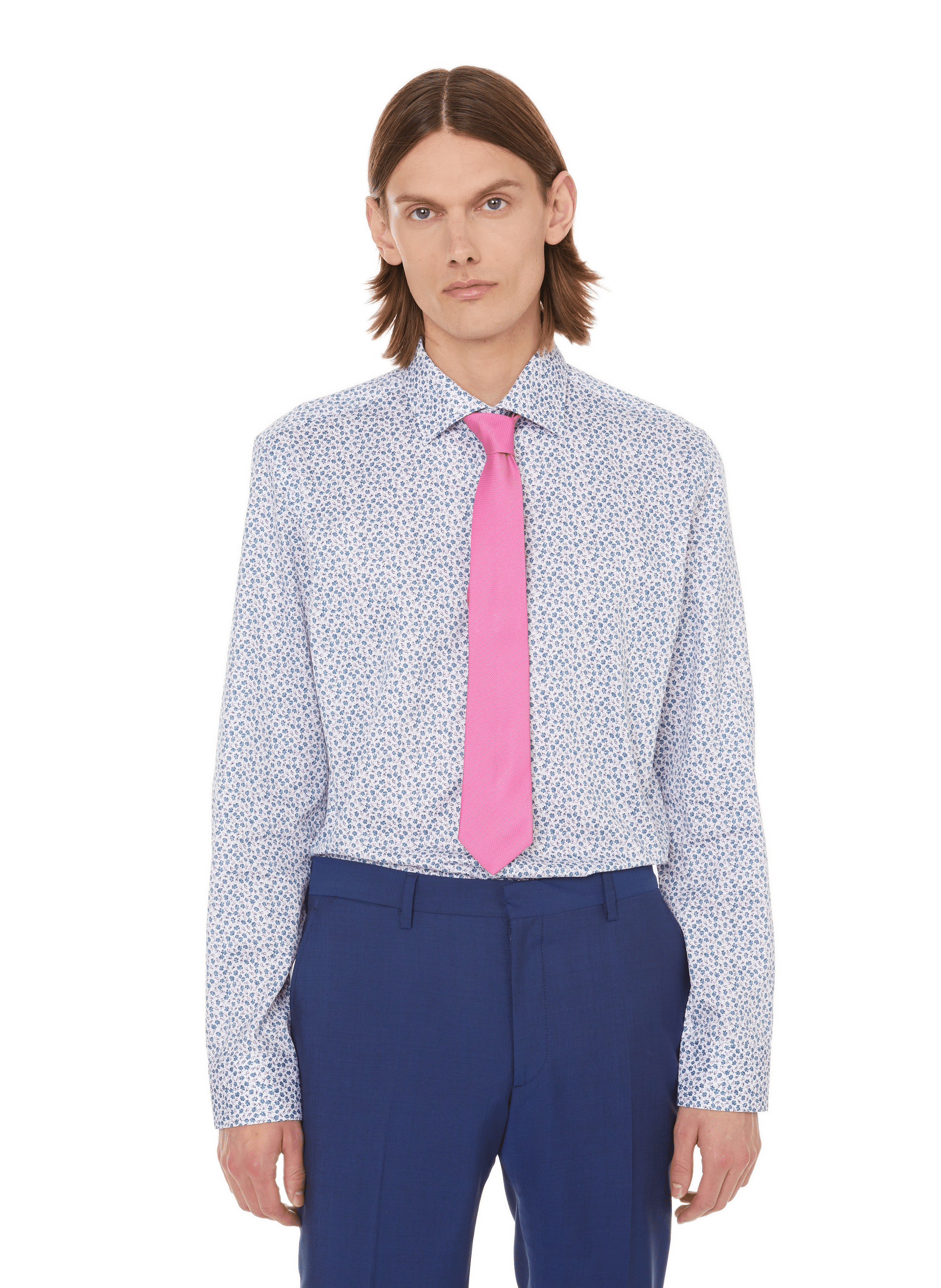 Cravate imprimé en soie ATELIER F&B Rose