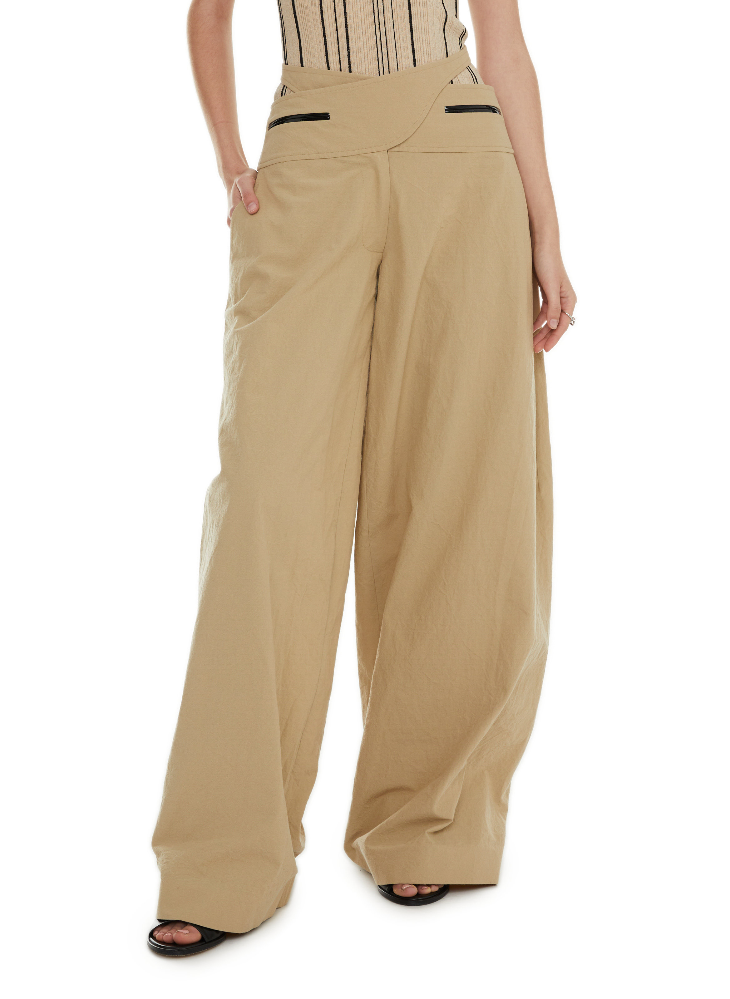 CHRISTOPHER ESBER Wide-leg cotton trousers Beige