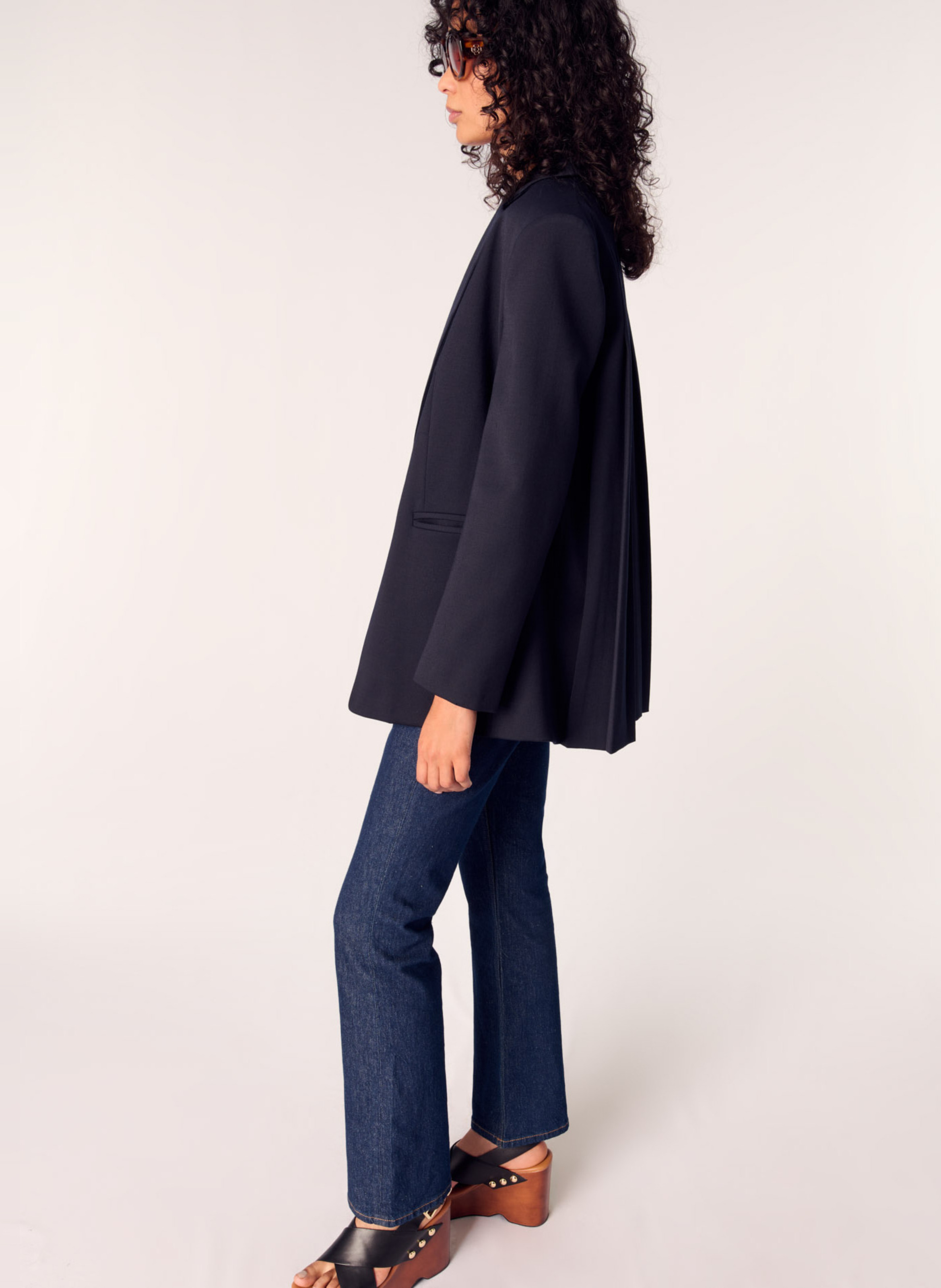 Jean droit taille haute MAJE Bleu