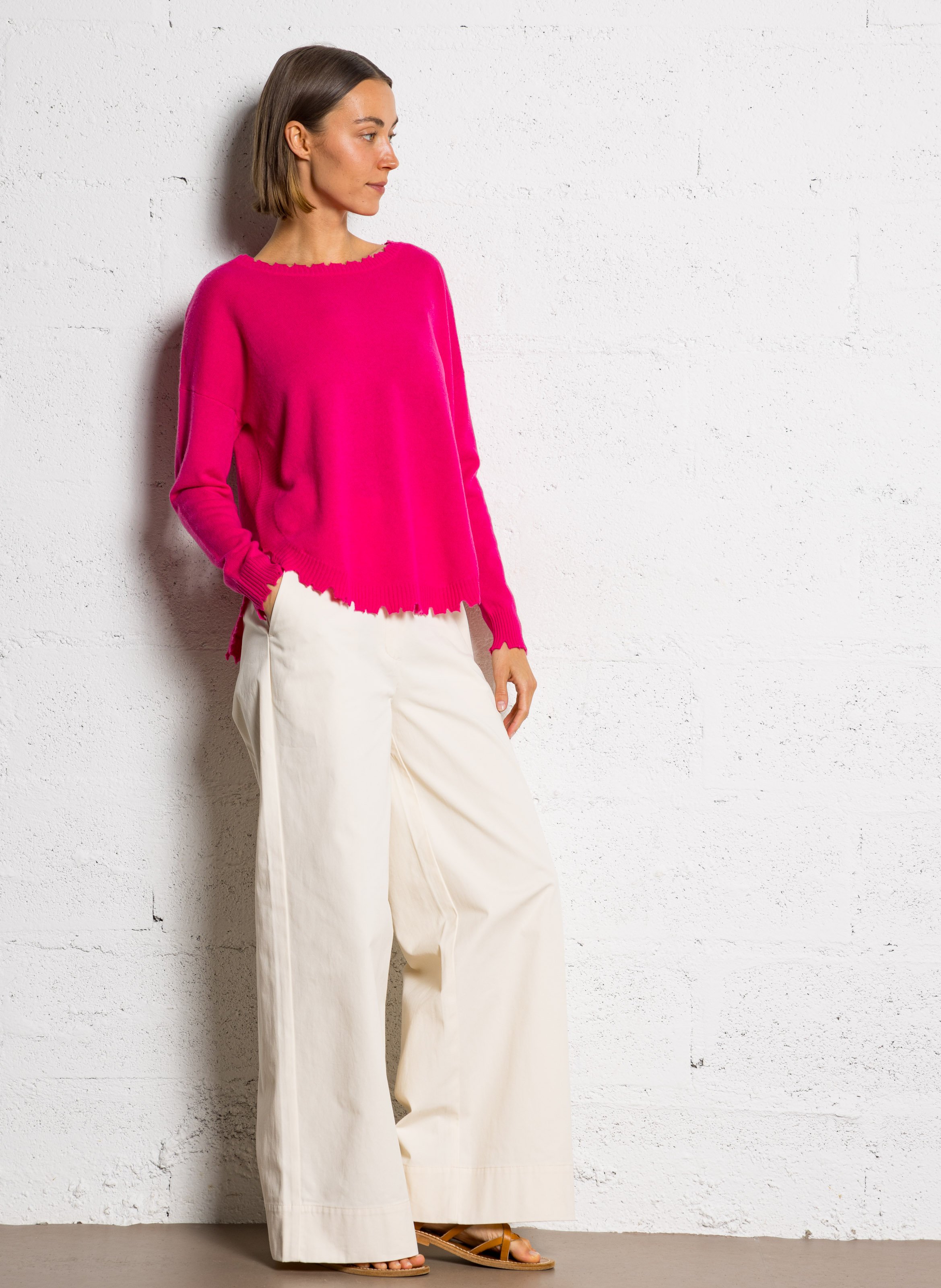 Pull oversize en cachemire maillé mela KUJTEN Rose