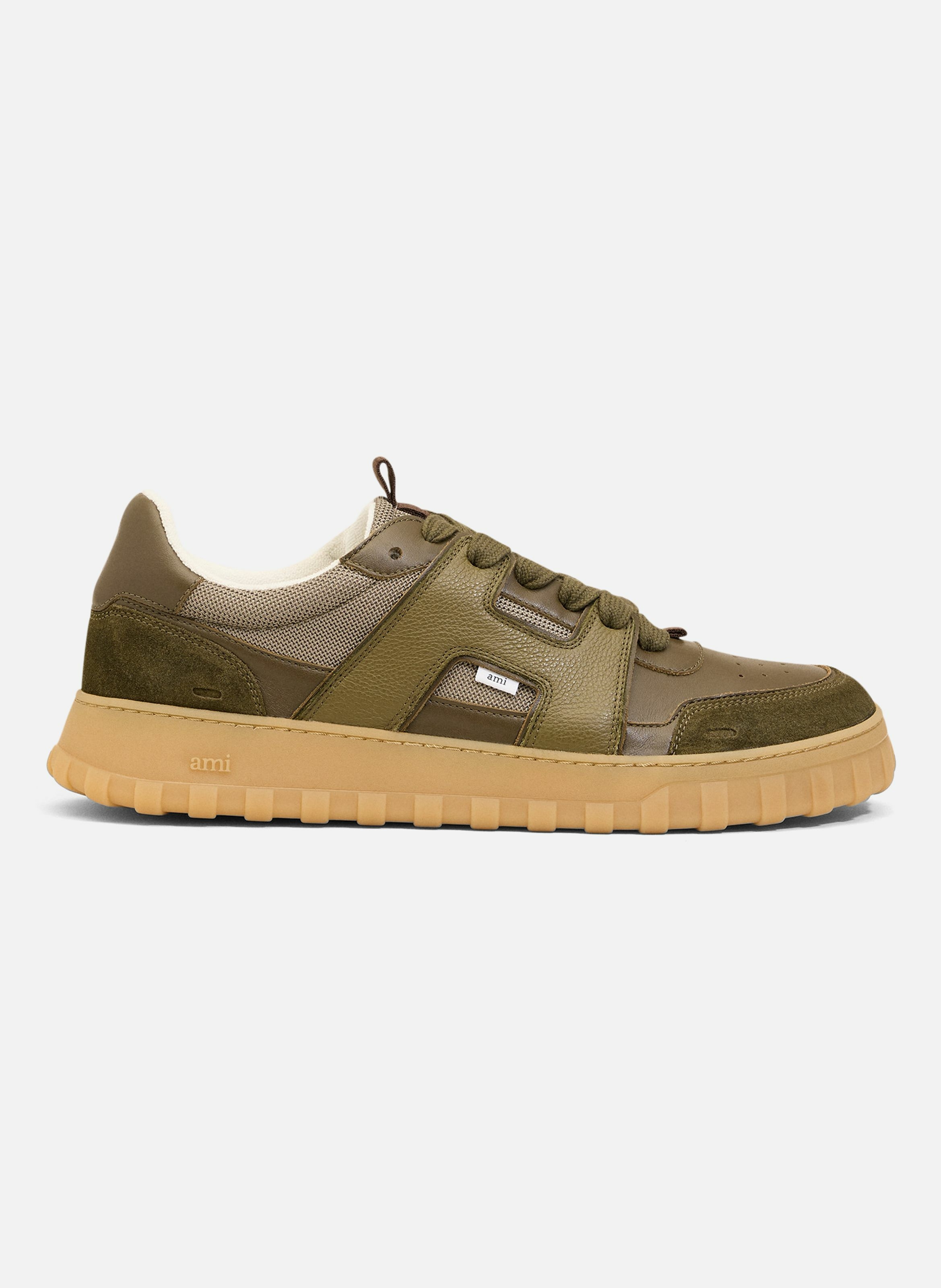 Baskets a walk basses en cuir lisse unisexes AMI PARIS Vert