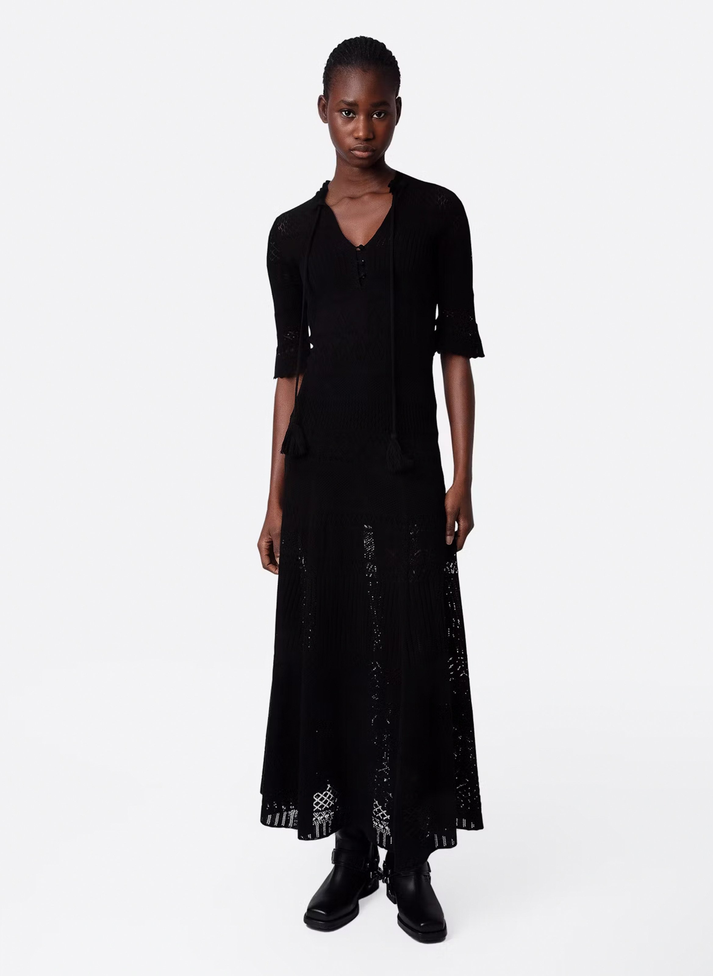 Robe longue en crochet memphis ZADIG&VOLTAIRE Noir