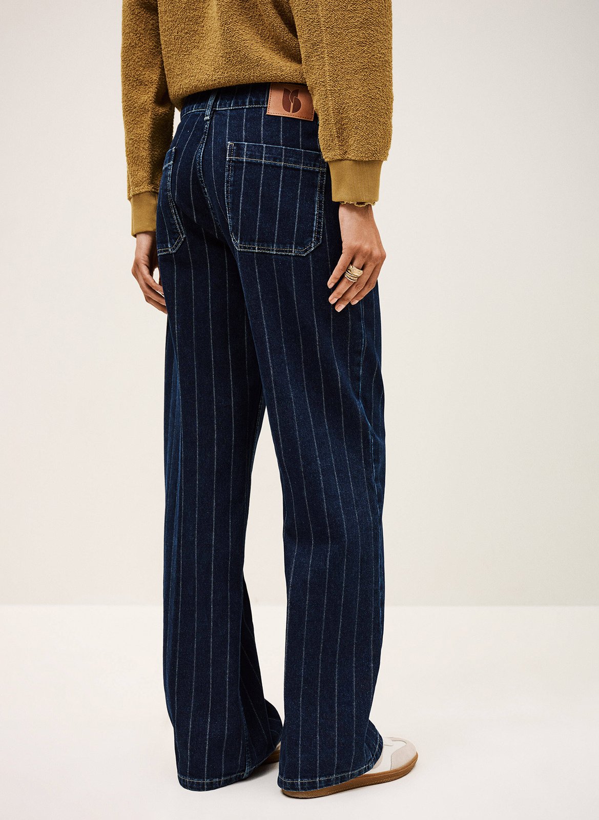 Jean large en coton rayé recchi BA&SH Bleu