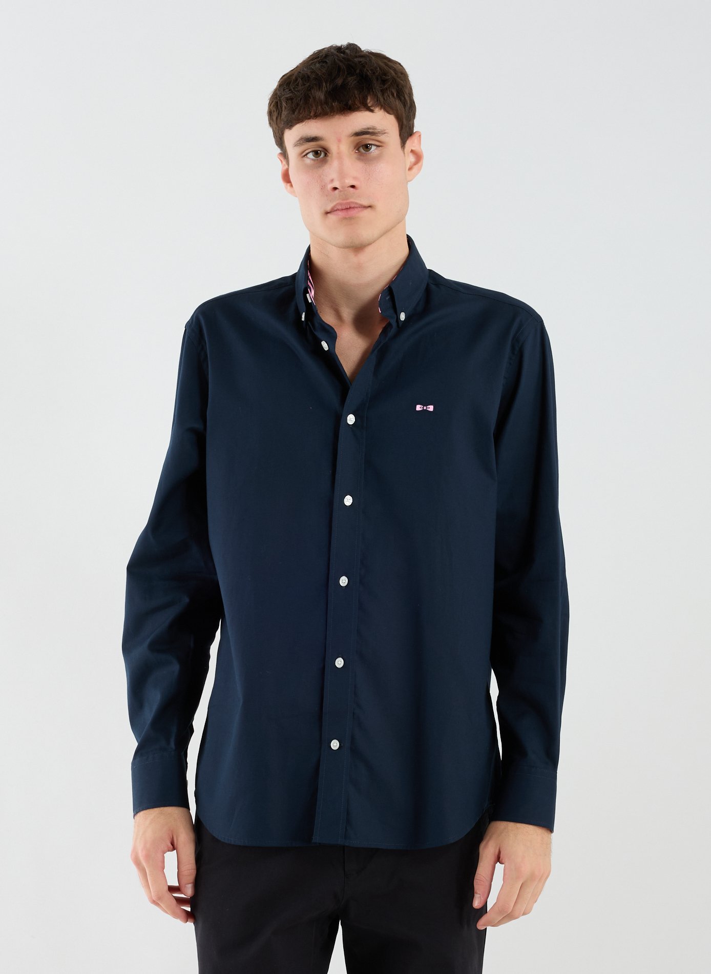 Straight shirt in embroidered pinpoint cotton EDEN PARK Blue