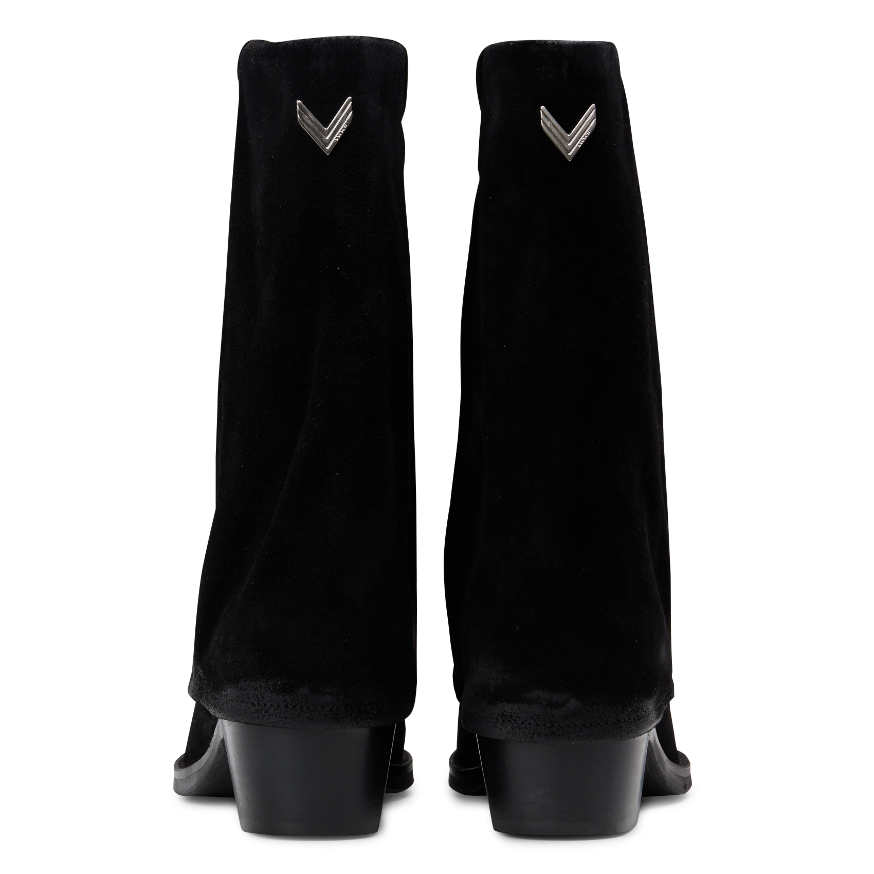 Bottes à talons en cuir velours IKKS Noir