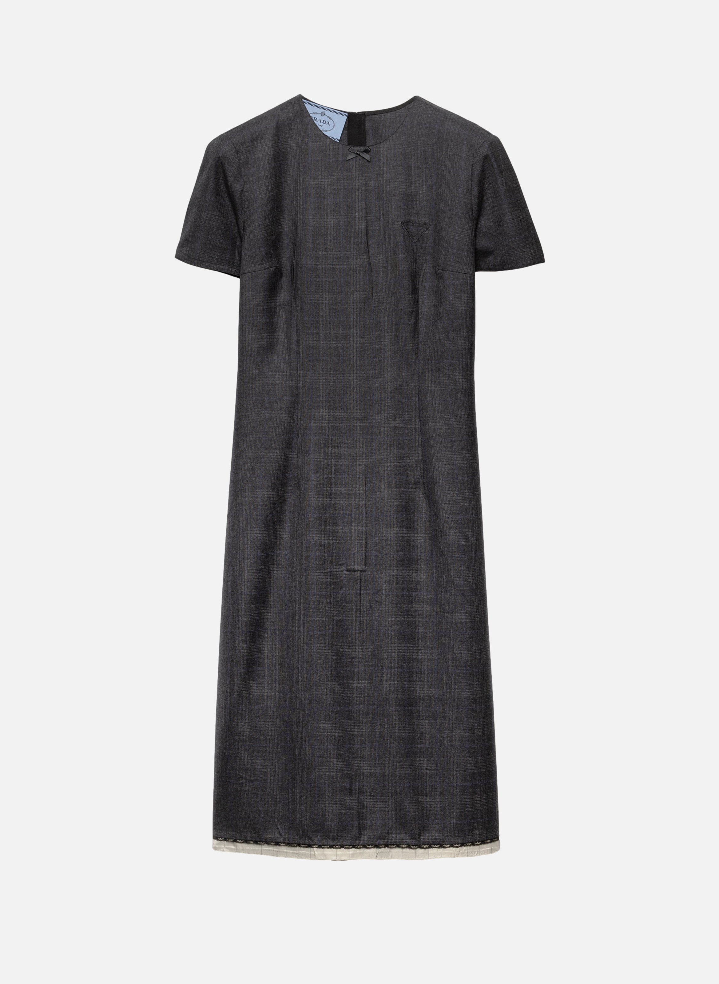 Robe en laine à carreaux PRADA Gris