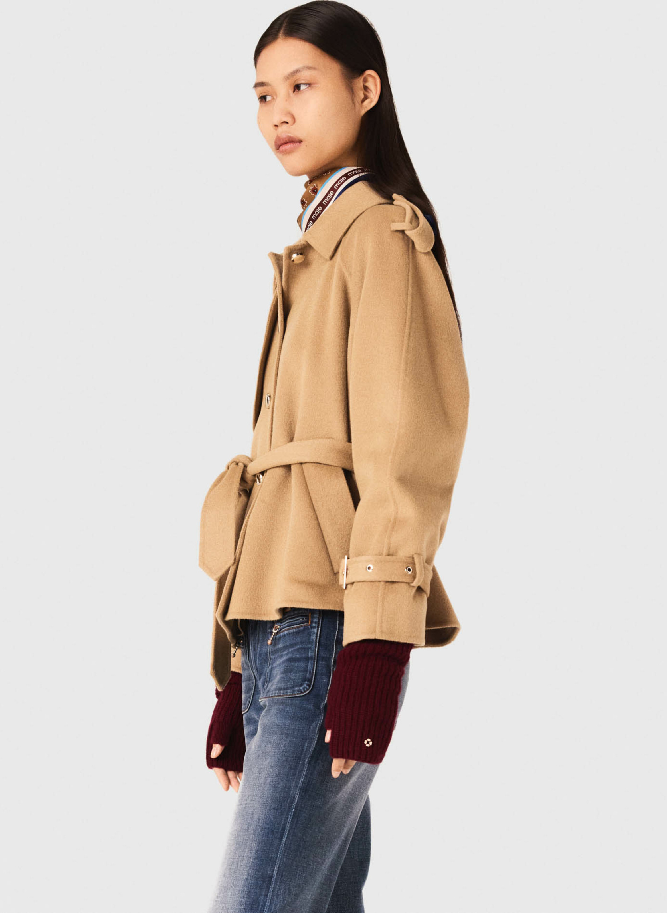 Trench col classique en laine mélangée MAJE Beige