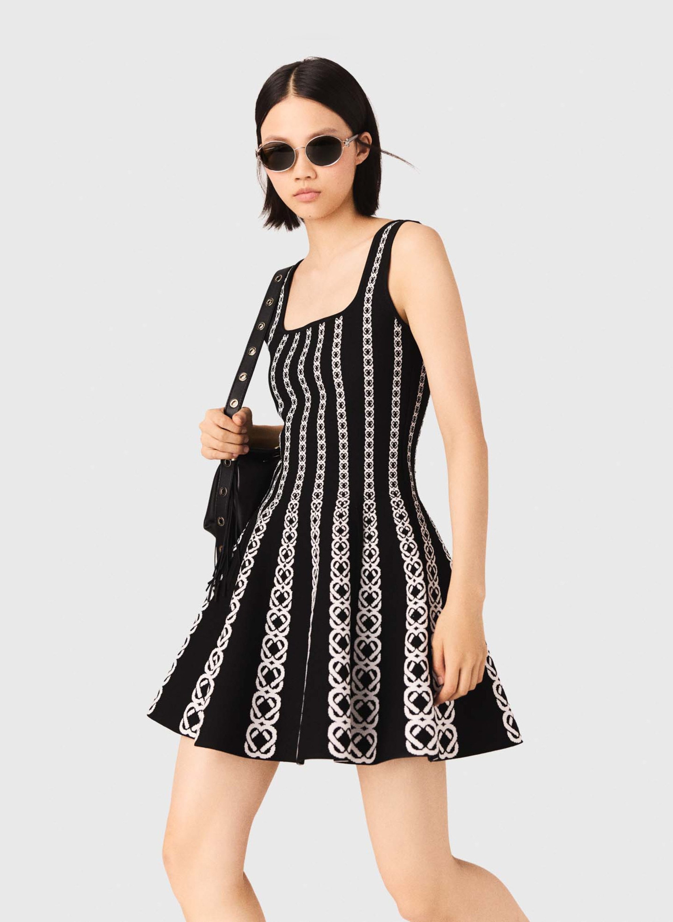 Robe courte en maille jacquard MAJE Blanc