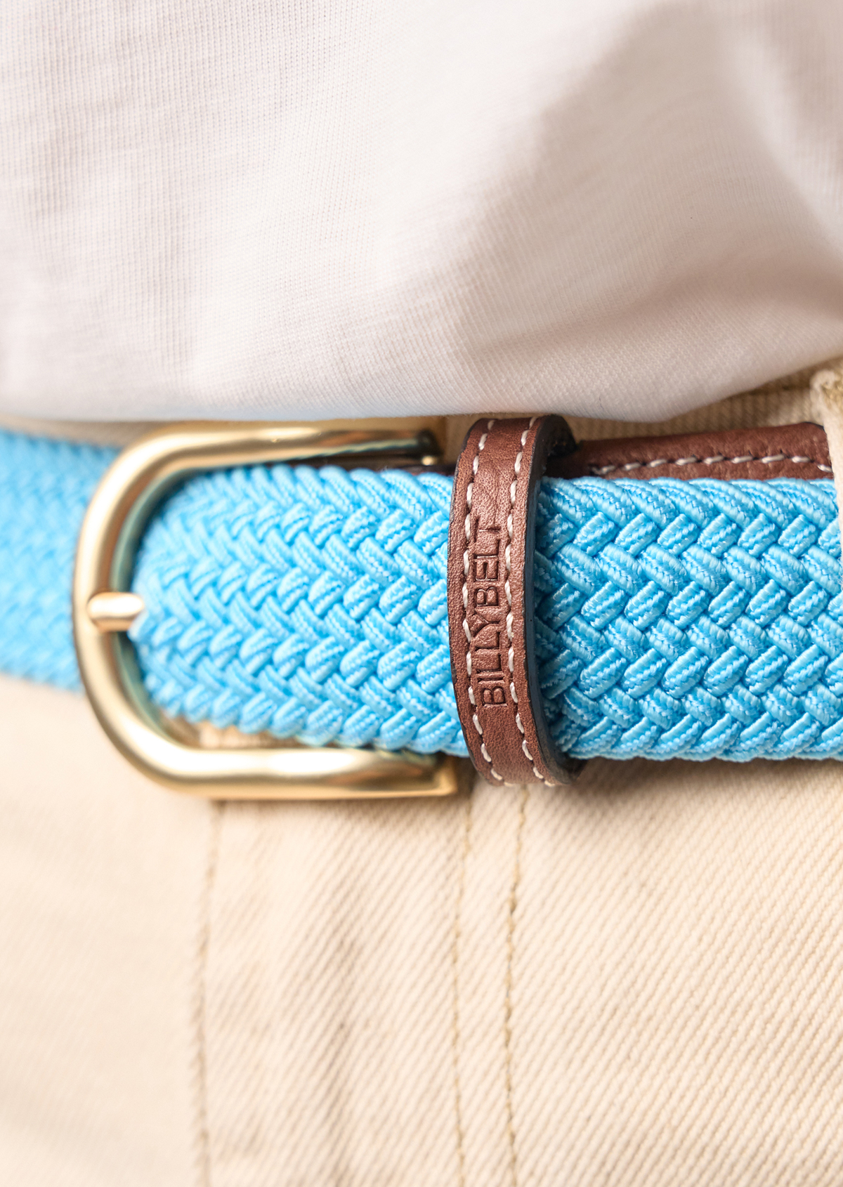 Ceinture tressée élastique unie BILLYBELT Bleu