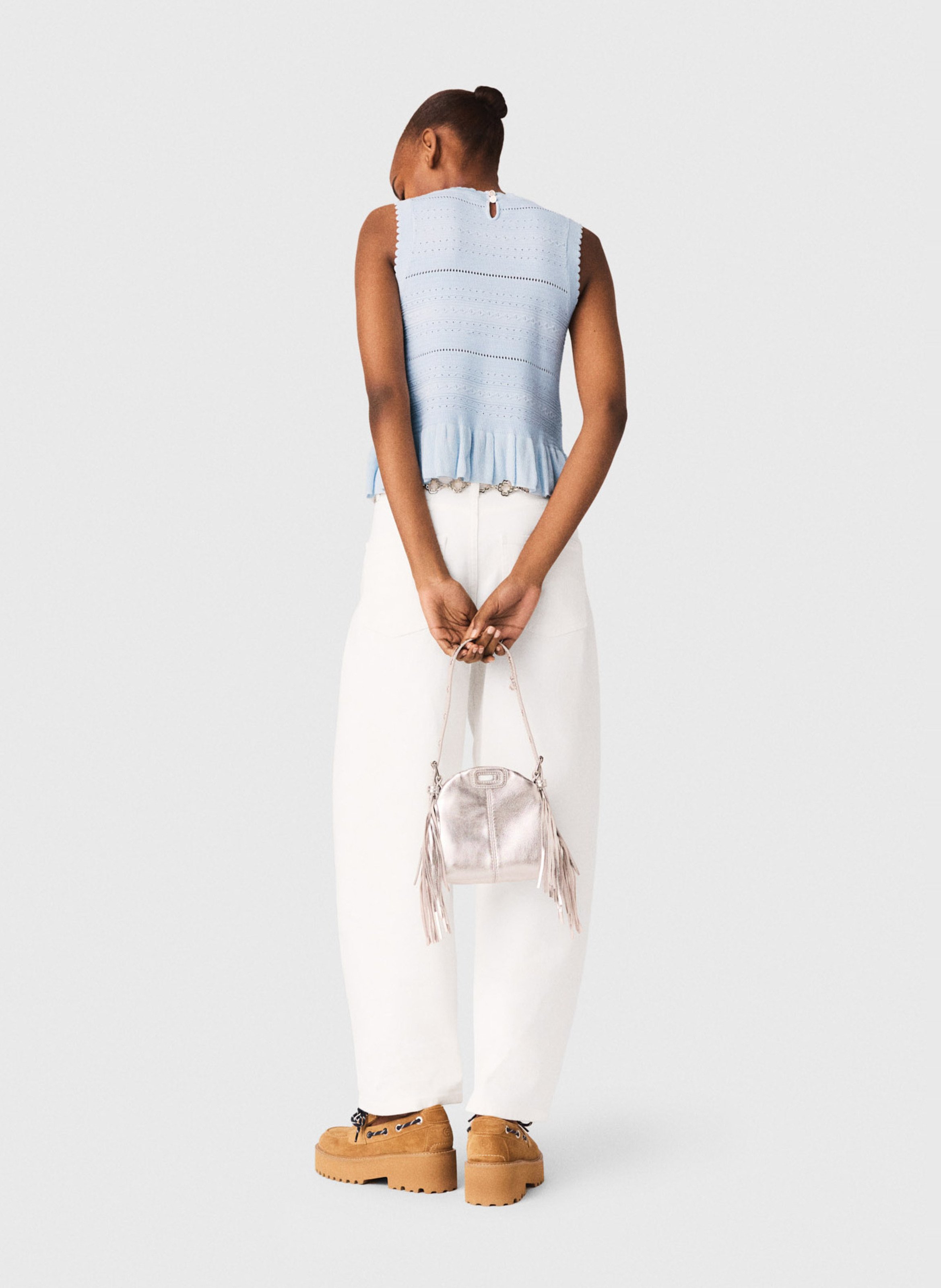 Top sans manches en maille pointelle MAJE Bleu