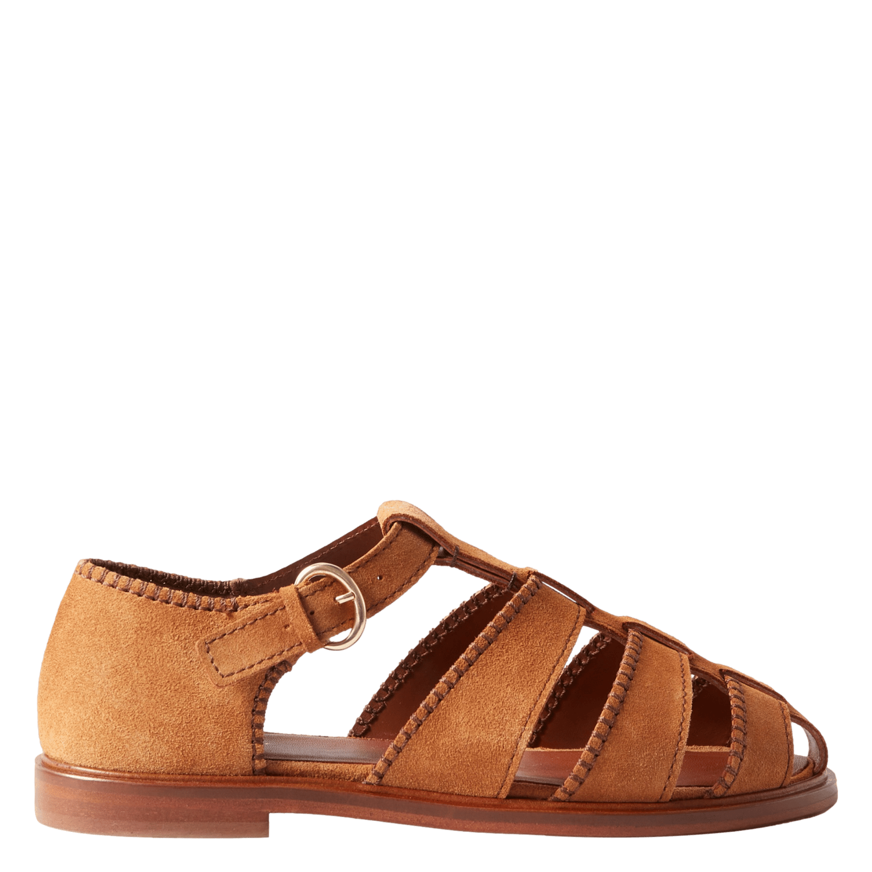 Sandales plates à découpes en cuir velours CLAUDIE PIERLOT Beige