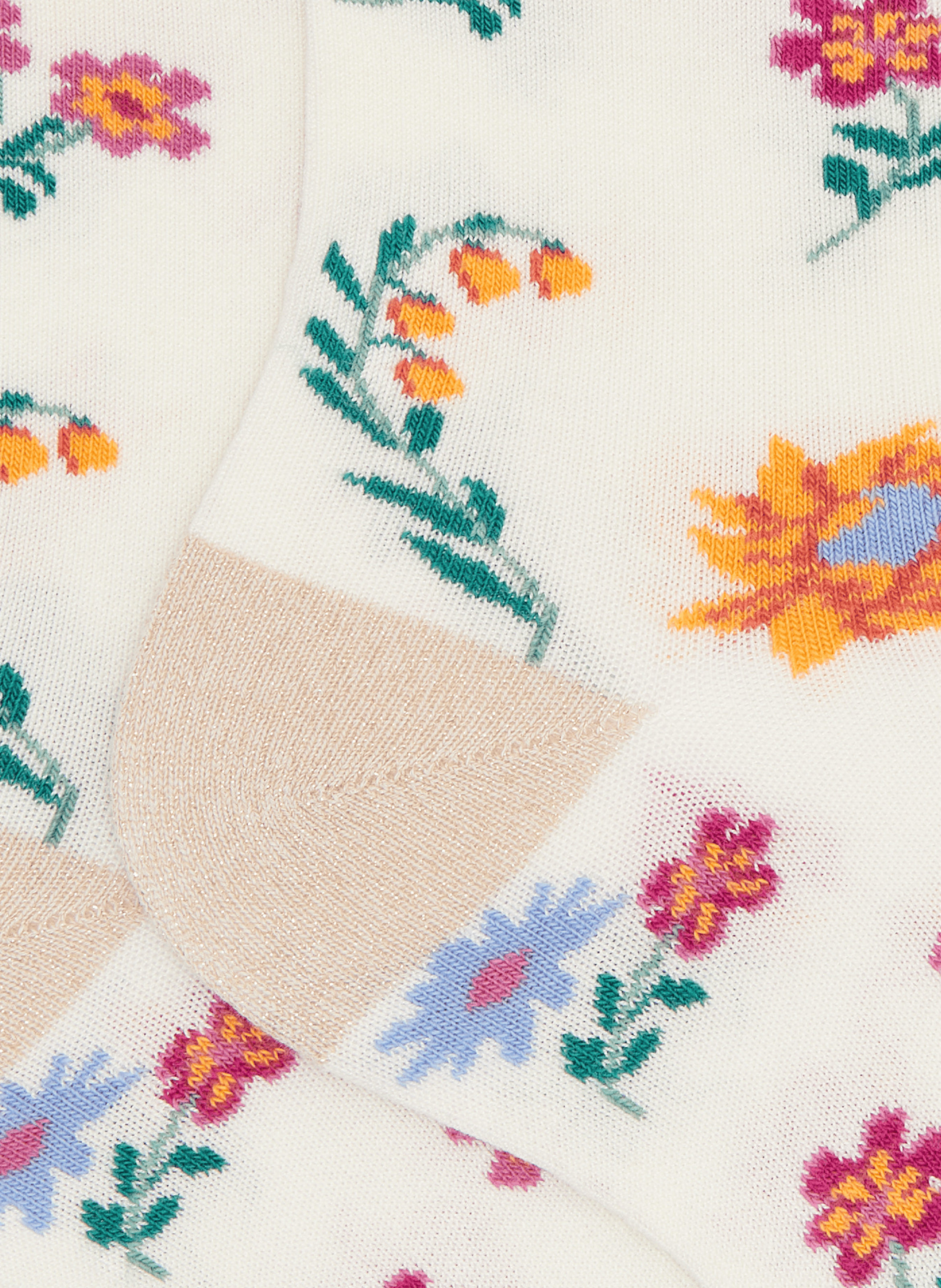 Mid-calf floral print cotton blend socks DORÉ DORÉ Beige