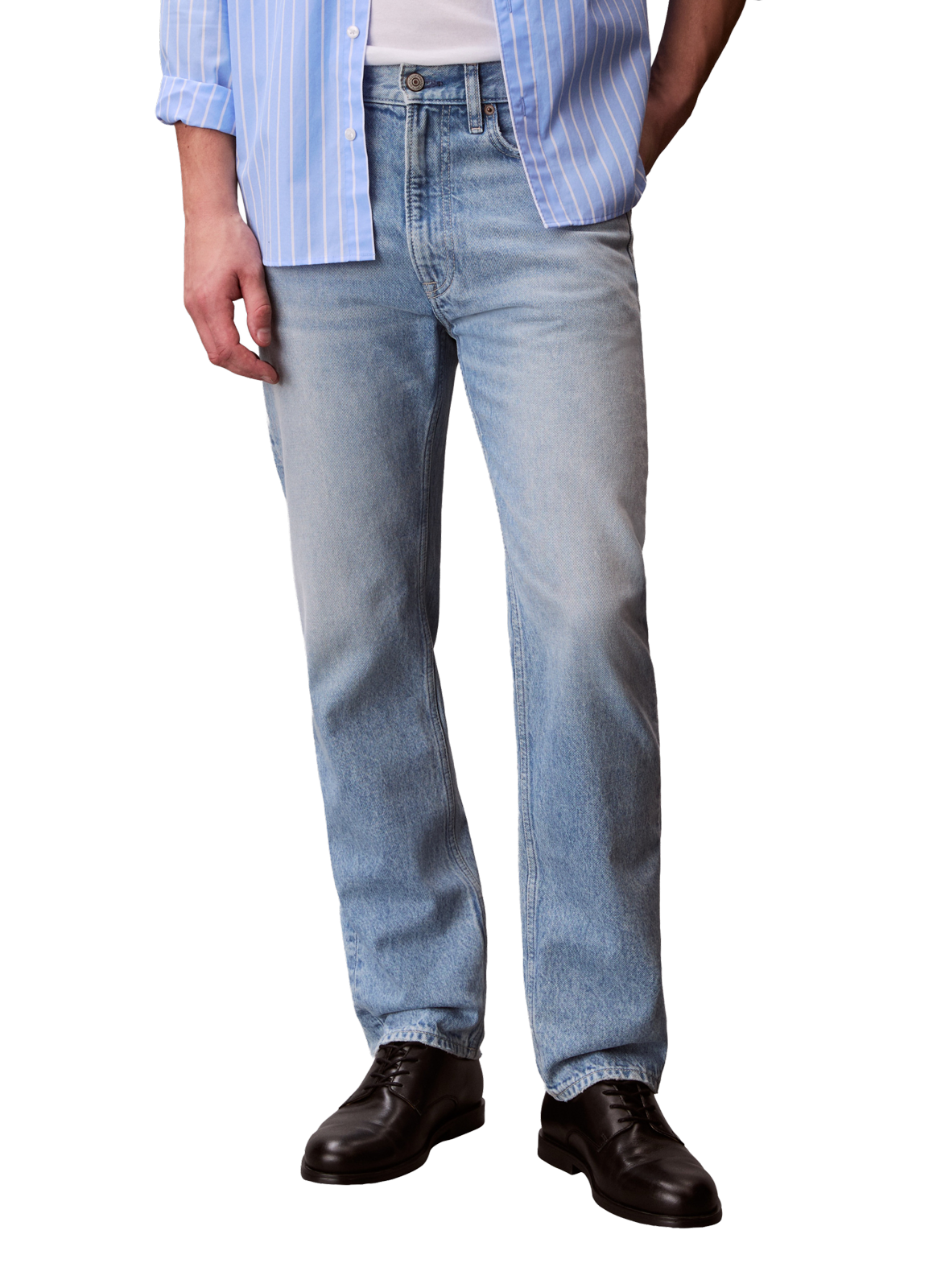 Straight leg washed denim jeans CALVIN KLEIN Blue